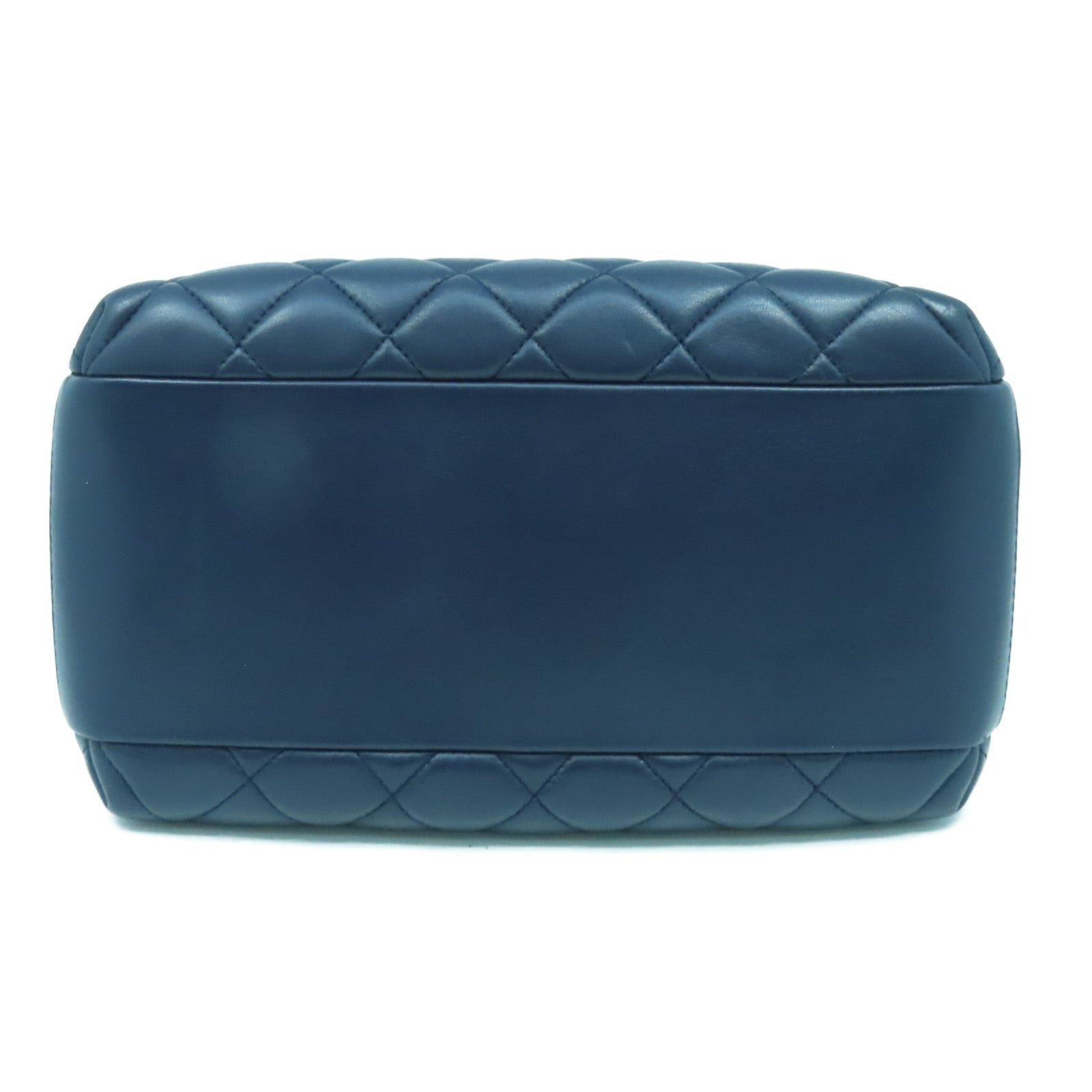 CHANEL 【激減優惠】菱格羊皮皮革Trendy Bowling Bag金扣手挽肩背兩用袋深藍色