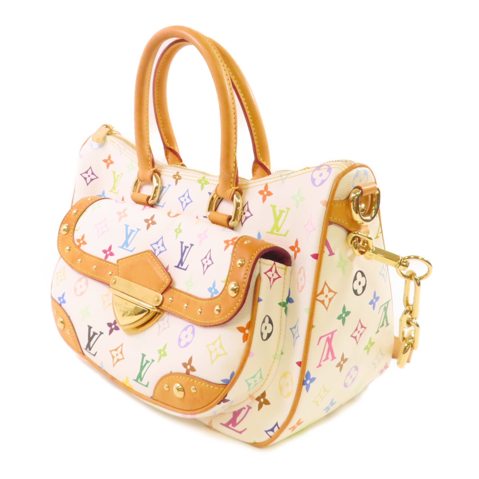 LOUIS VUITTON Monogram Multicolore Rita 2Way Shoulder Bag金扣手挽肩背兩用袋白色/彩色