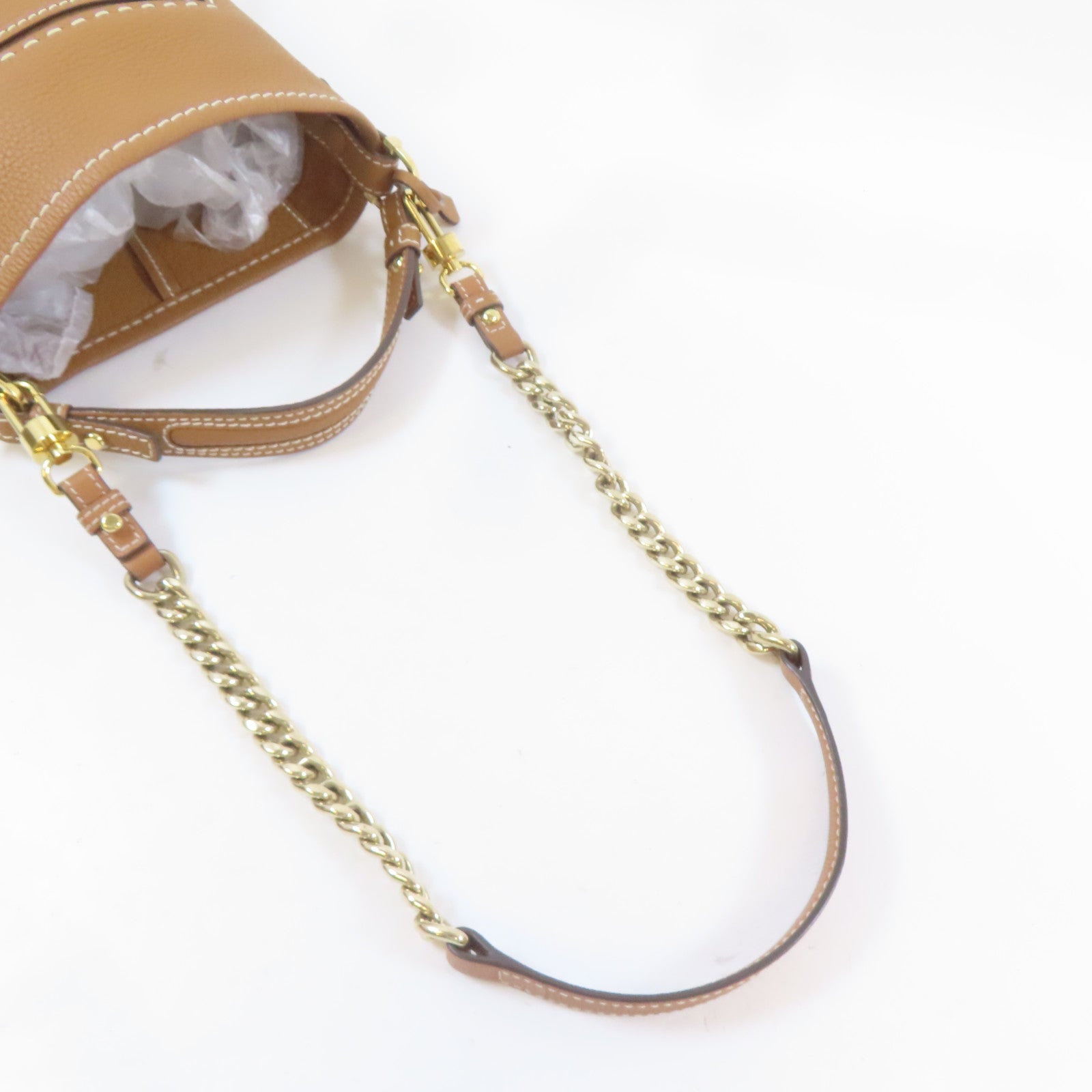 Delvaux 牛皮皮革Delvaux Pin Mini金扣手挽肩背兩用袋啡色