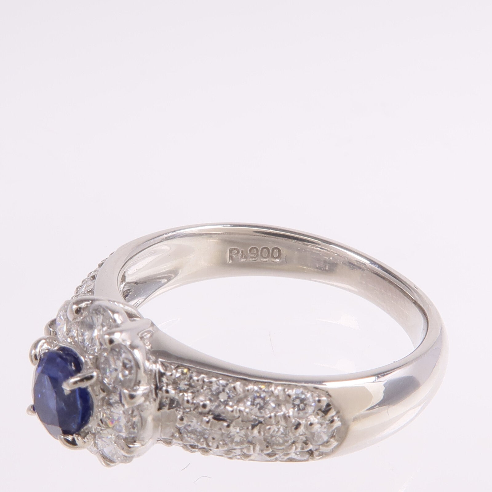 JEWELRY PT900鉑金Sapphire Diamond Ring藍寶石/鑽石戒指US#6.5
