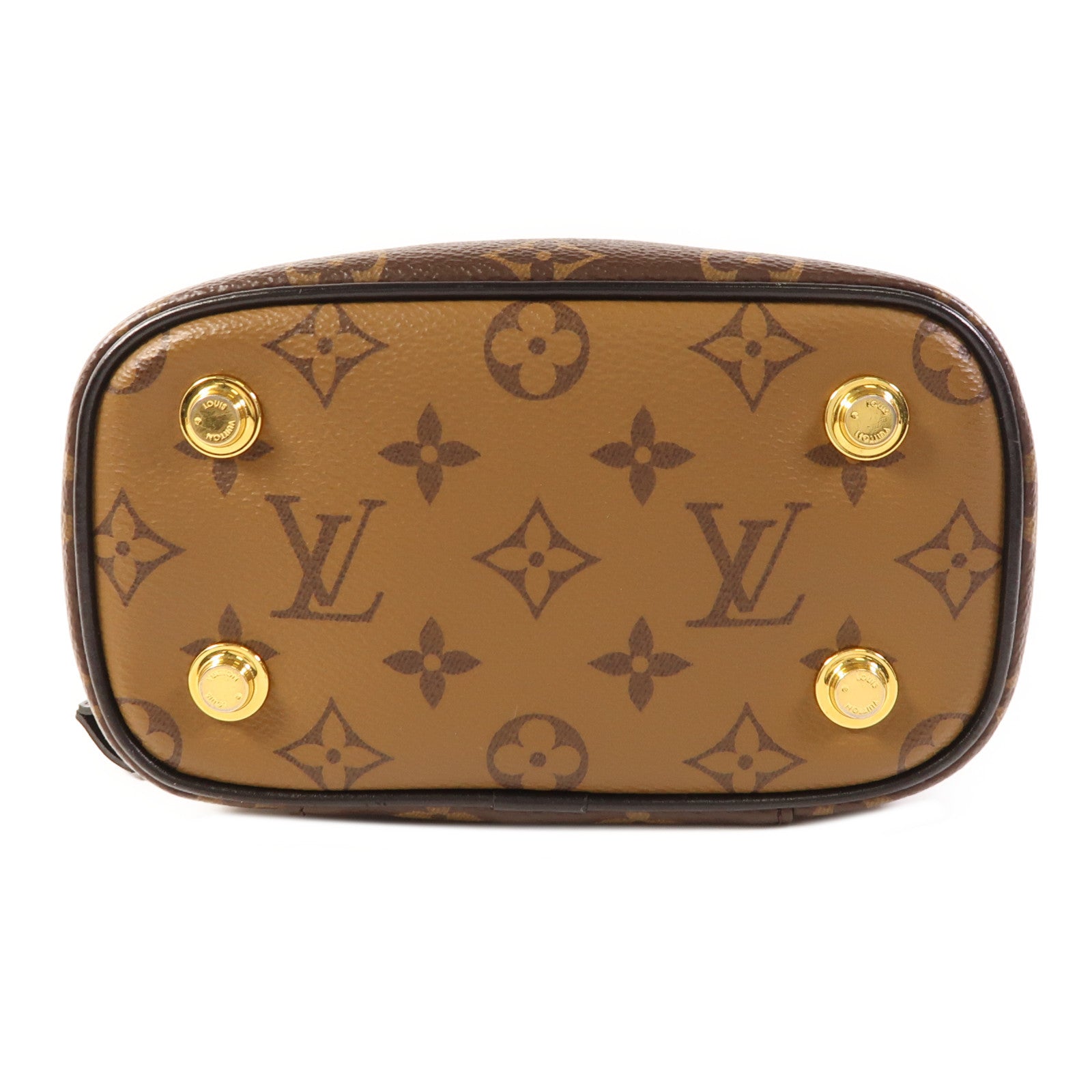 LOUIS VUITTON Monogram Reverse Vanity PM金扣手挽肩背兩用袋棕色