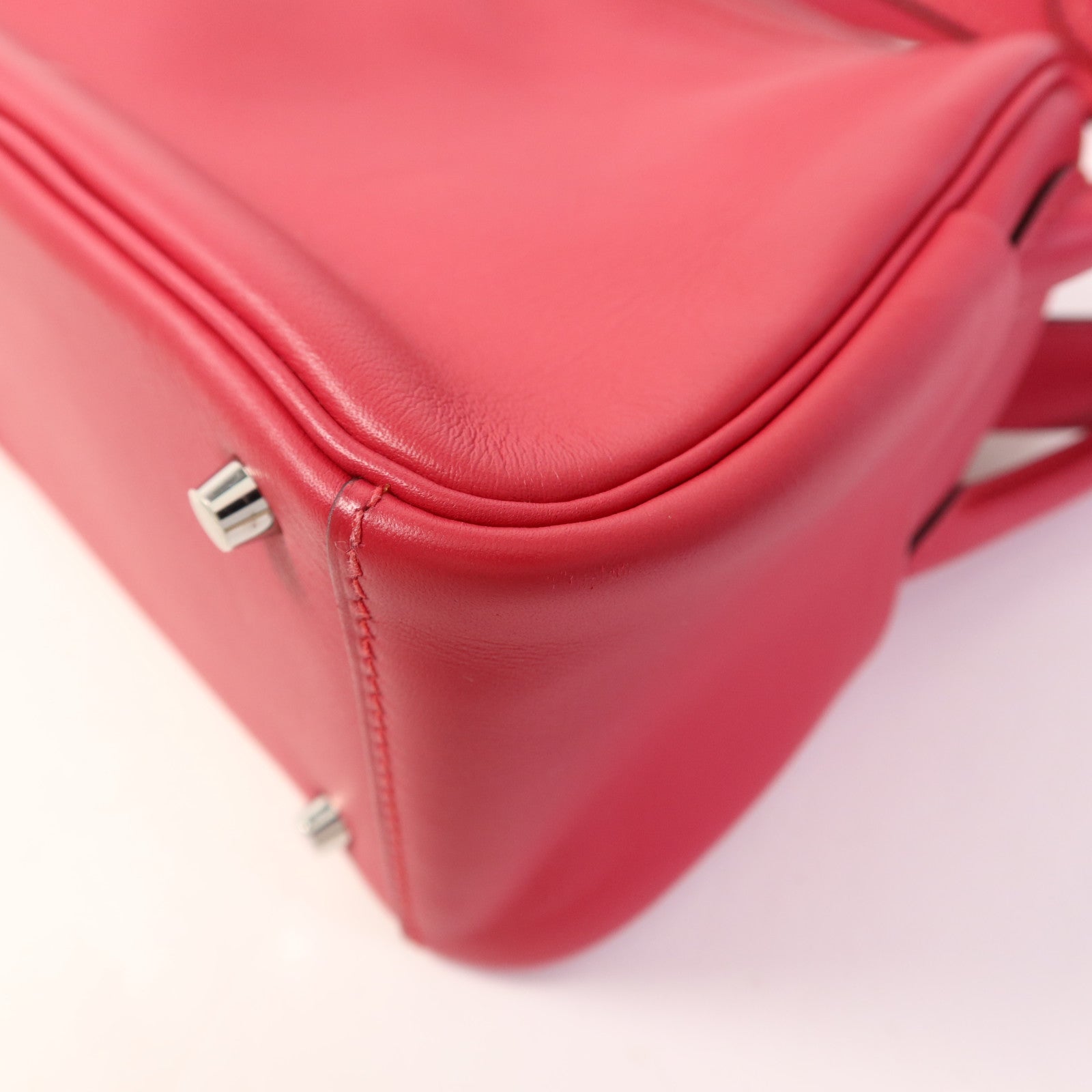 HERMES Swift皮革Mini Lindy金扣手挽肩背兩用袋Rose Extreme