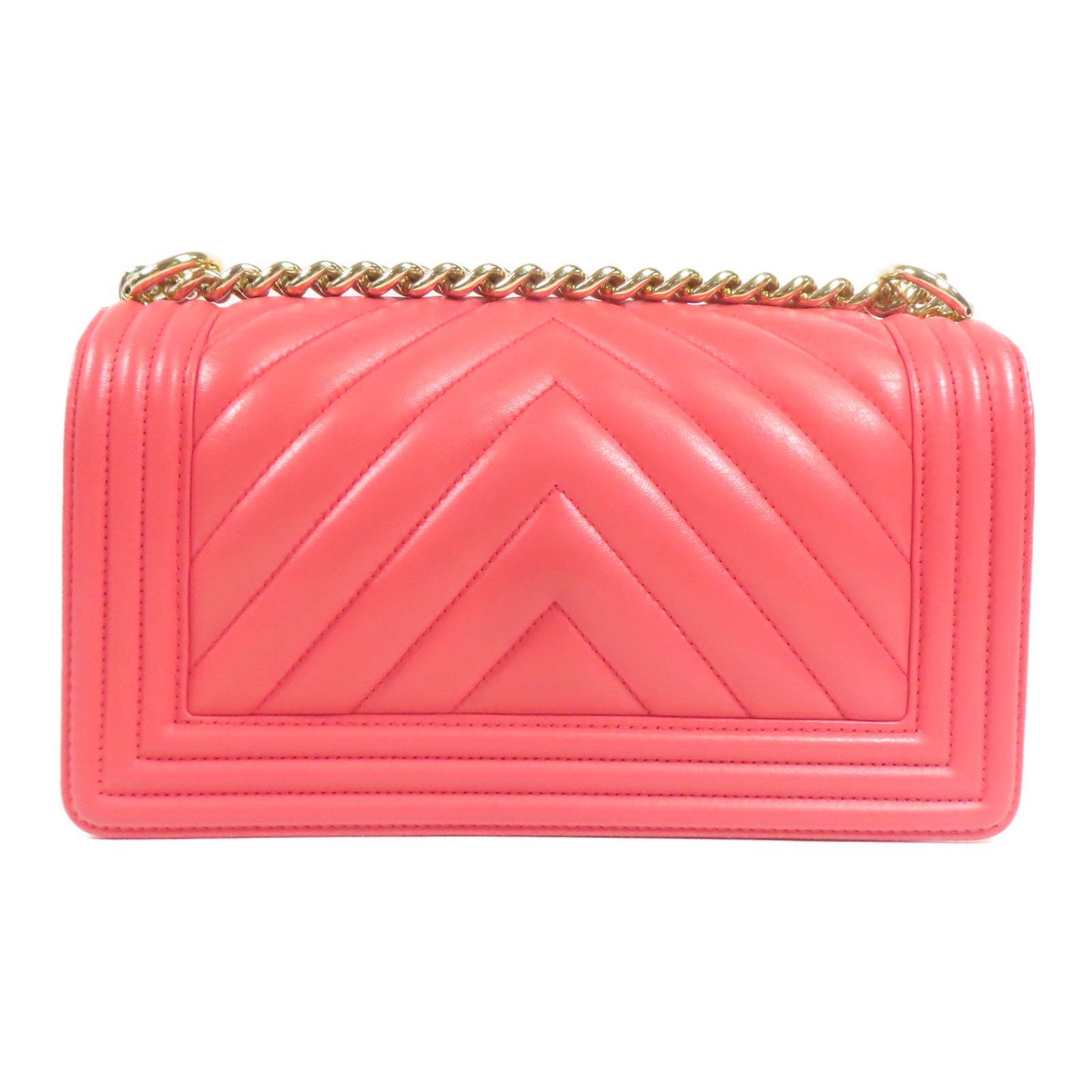 CHANEL CC GHW Boy 25 Chain Shoulder Bag Calfskin Leather Pink