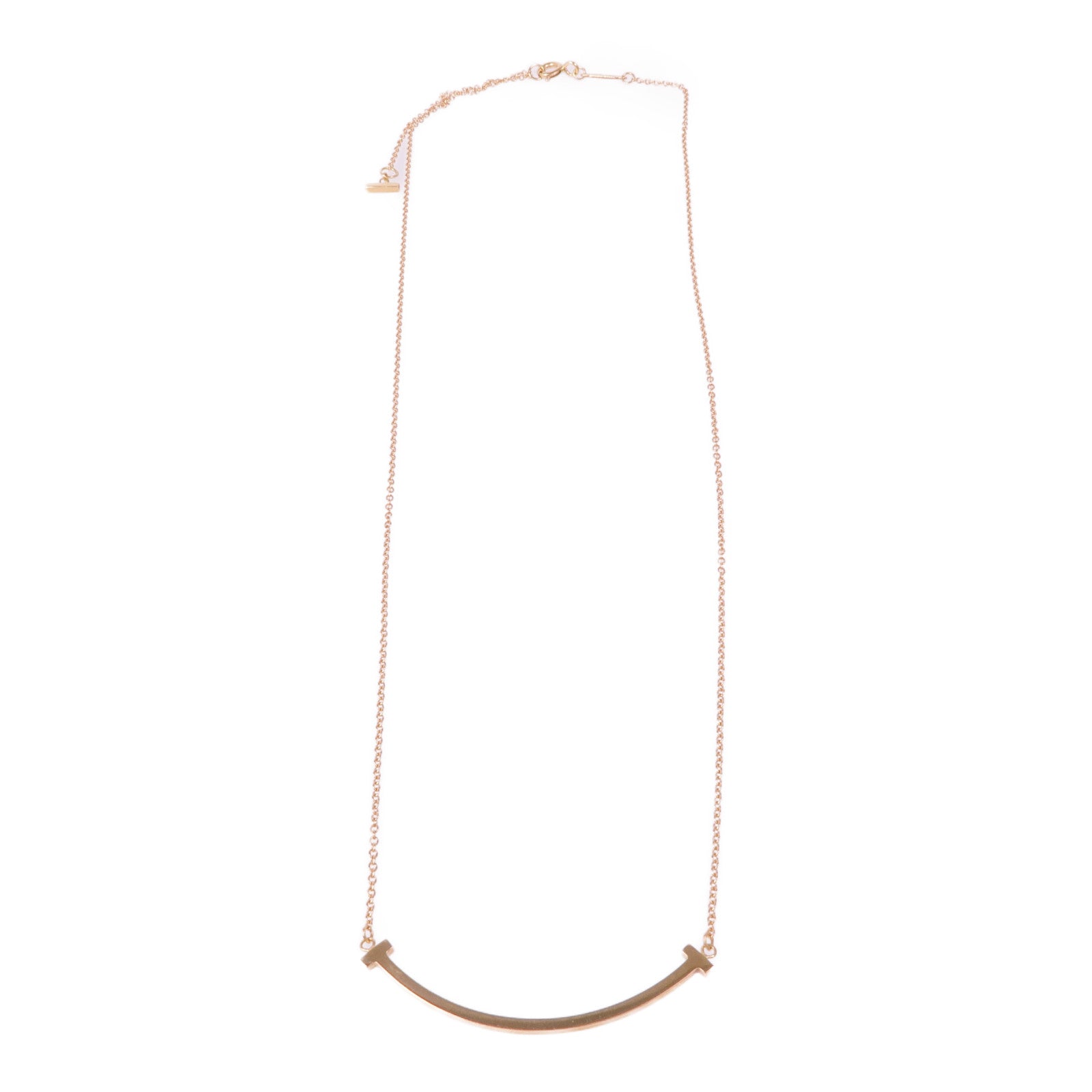 TIFFANY＆CO 18K玫瑰金T Smile Necklace項鍊