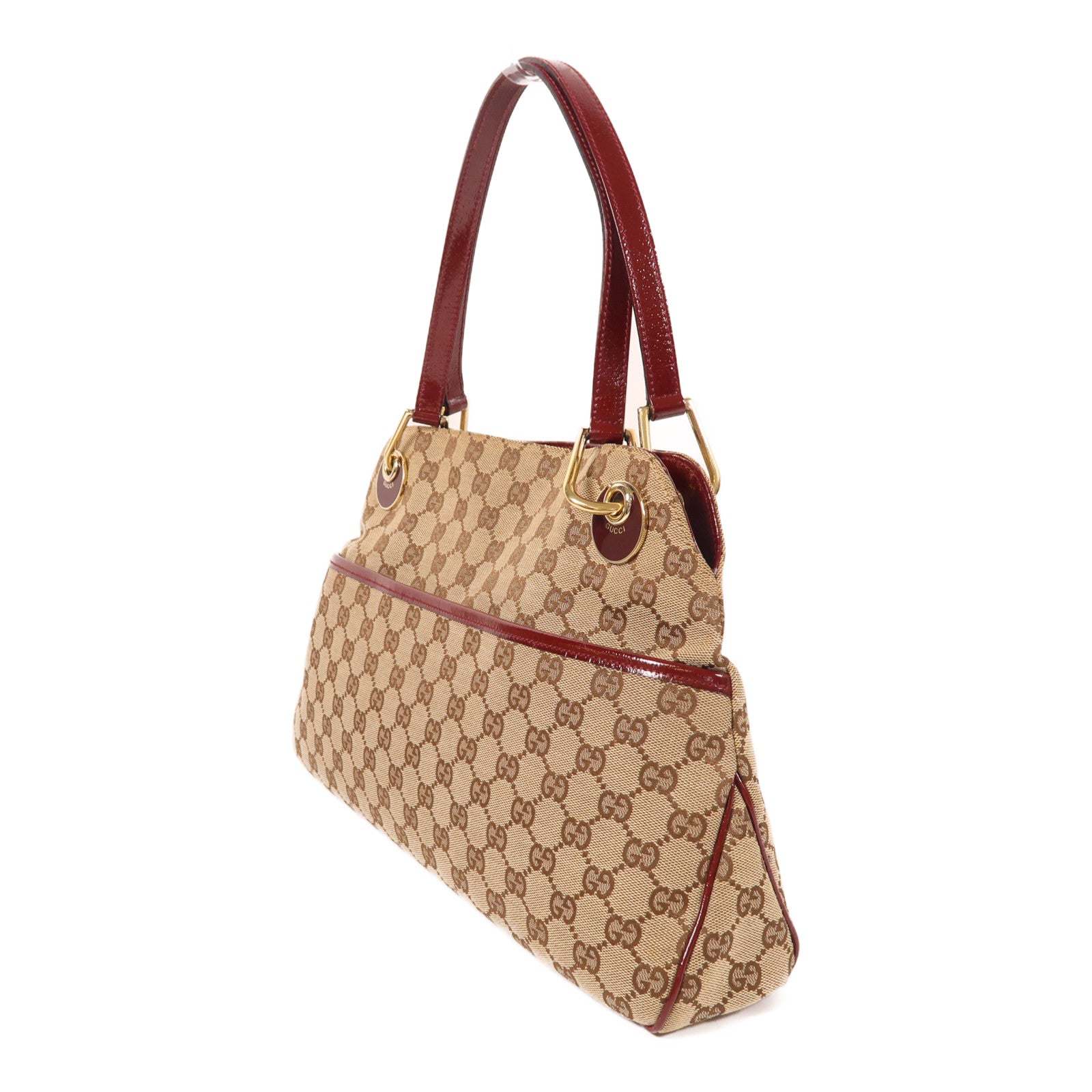 GUCCI 帆布Shoulder Bag金扣手挽袋/肩背袋