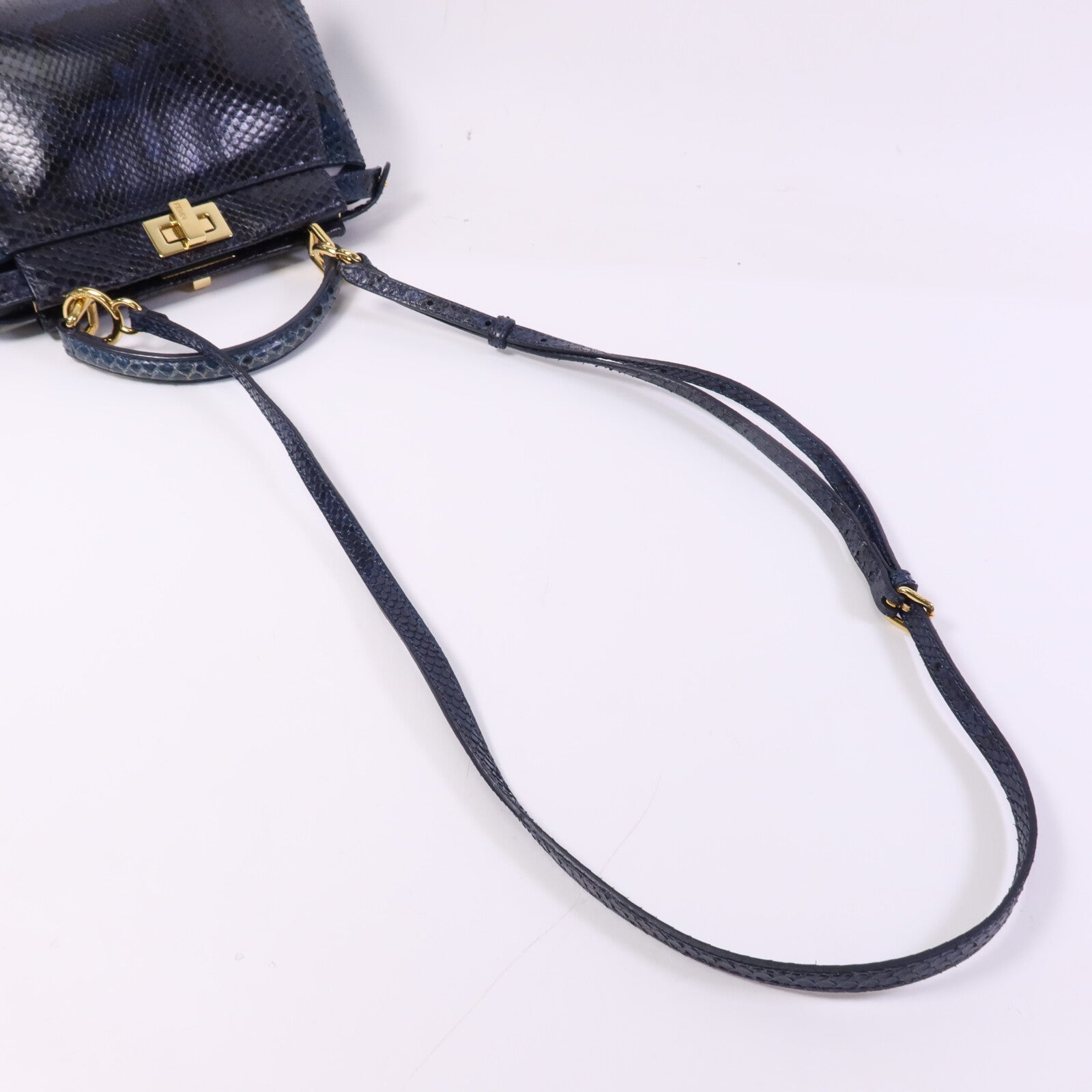 FENDI 蛇皮皮革Peekaboo Mini金扣手挽肩背兩用袋