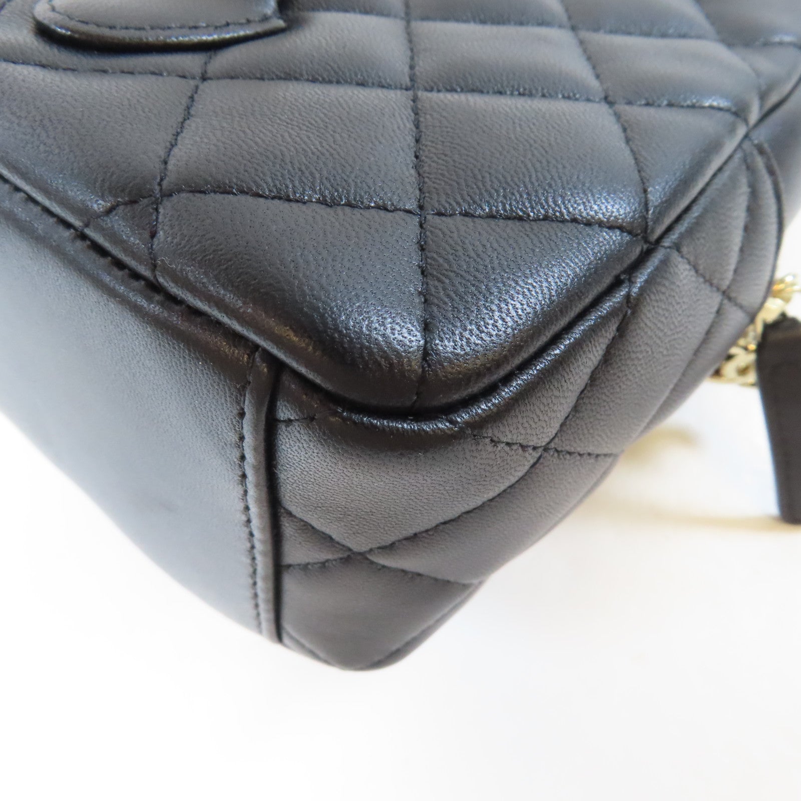 CHANEL 菱格羊皮皮革金扣2 way Backpack雙肩背包黑色