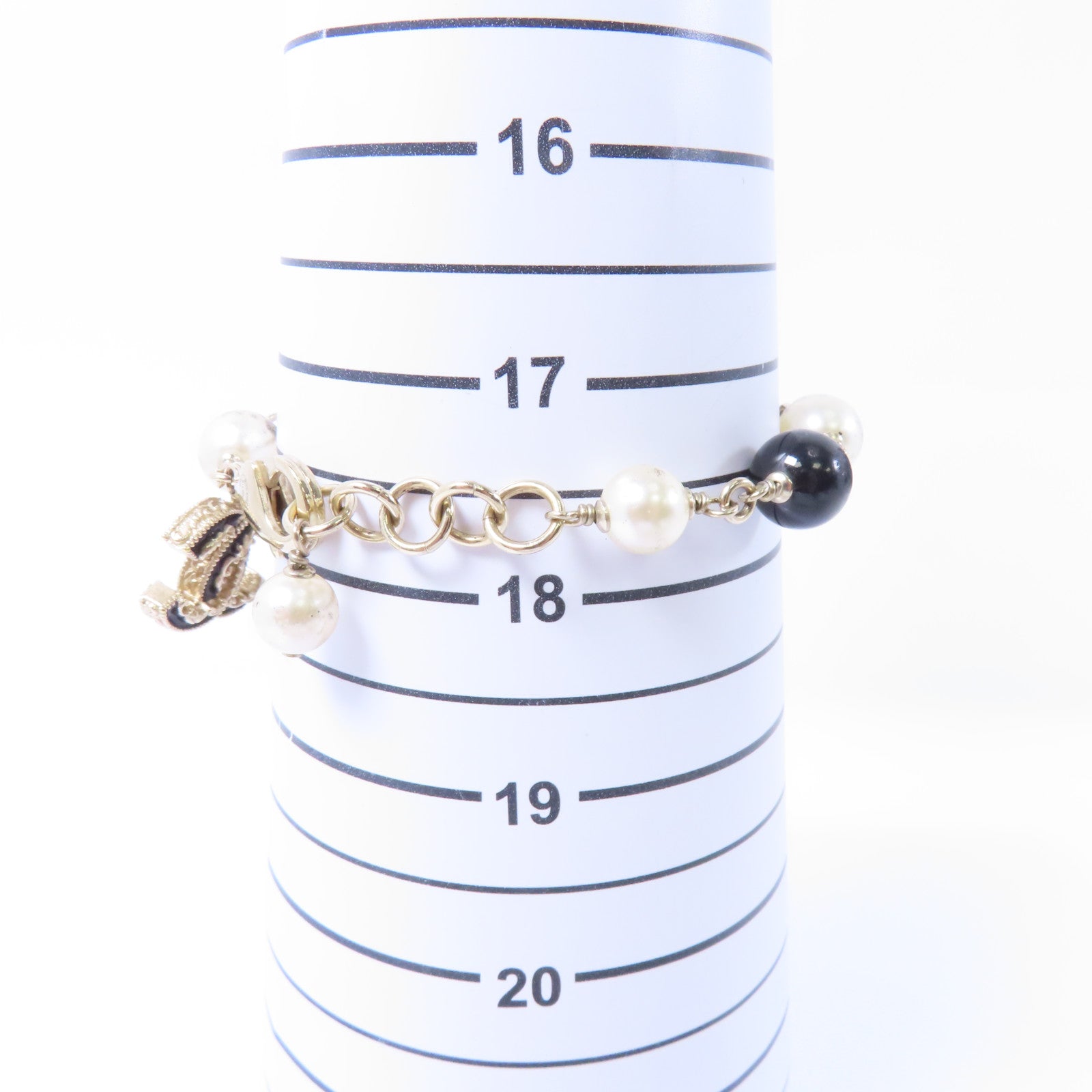 CHANEL PVC/金屬Bracelet手鏈白色/黑色金色