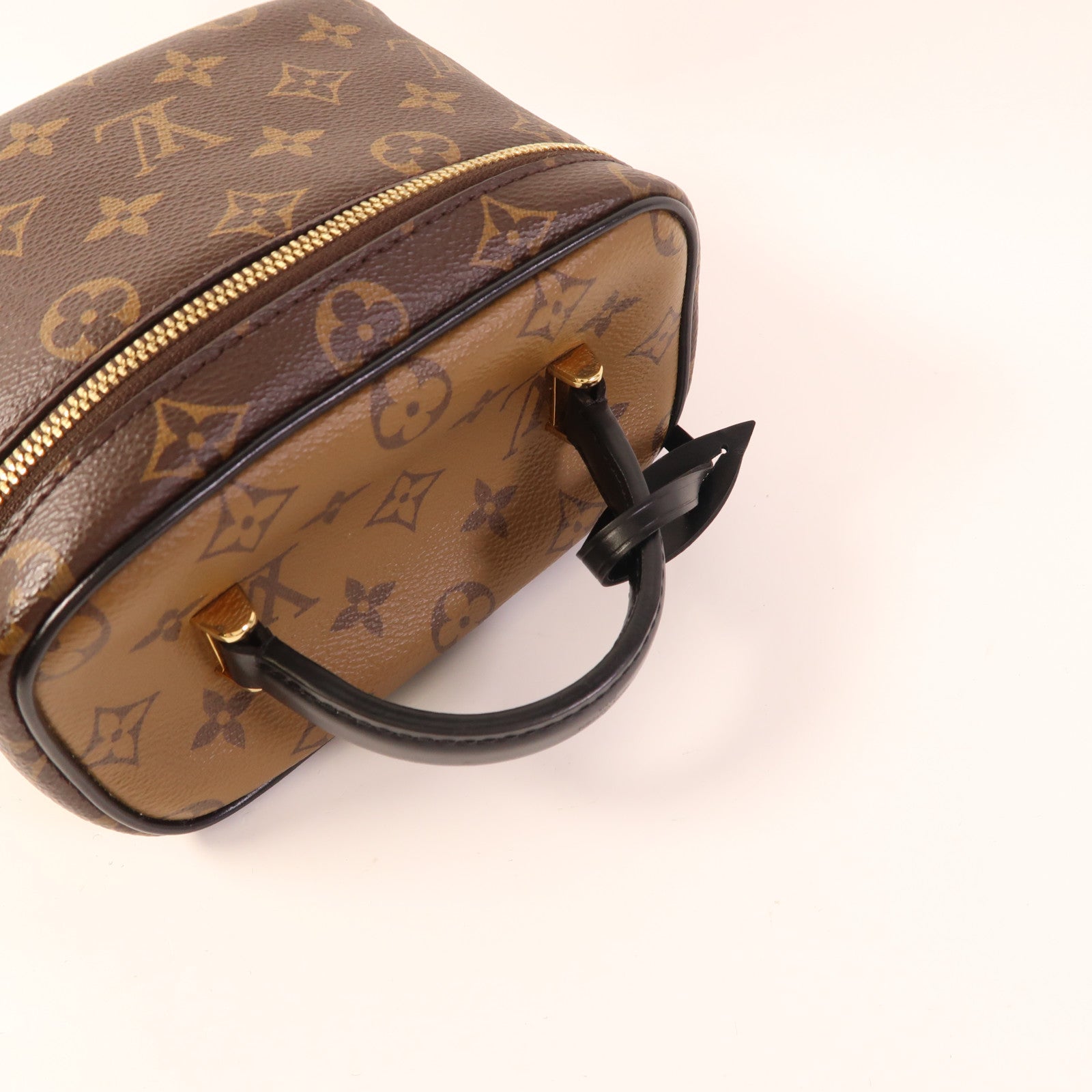 LOUIS VUITTON Monogram Reverse Vanity PM金扣手挽肩背兩用袋棕色