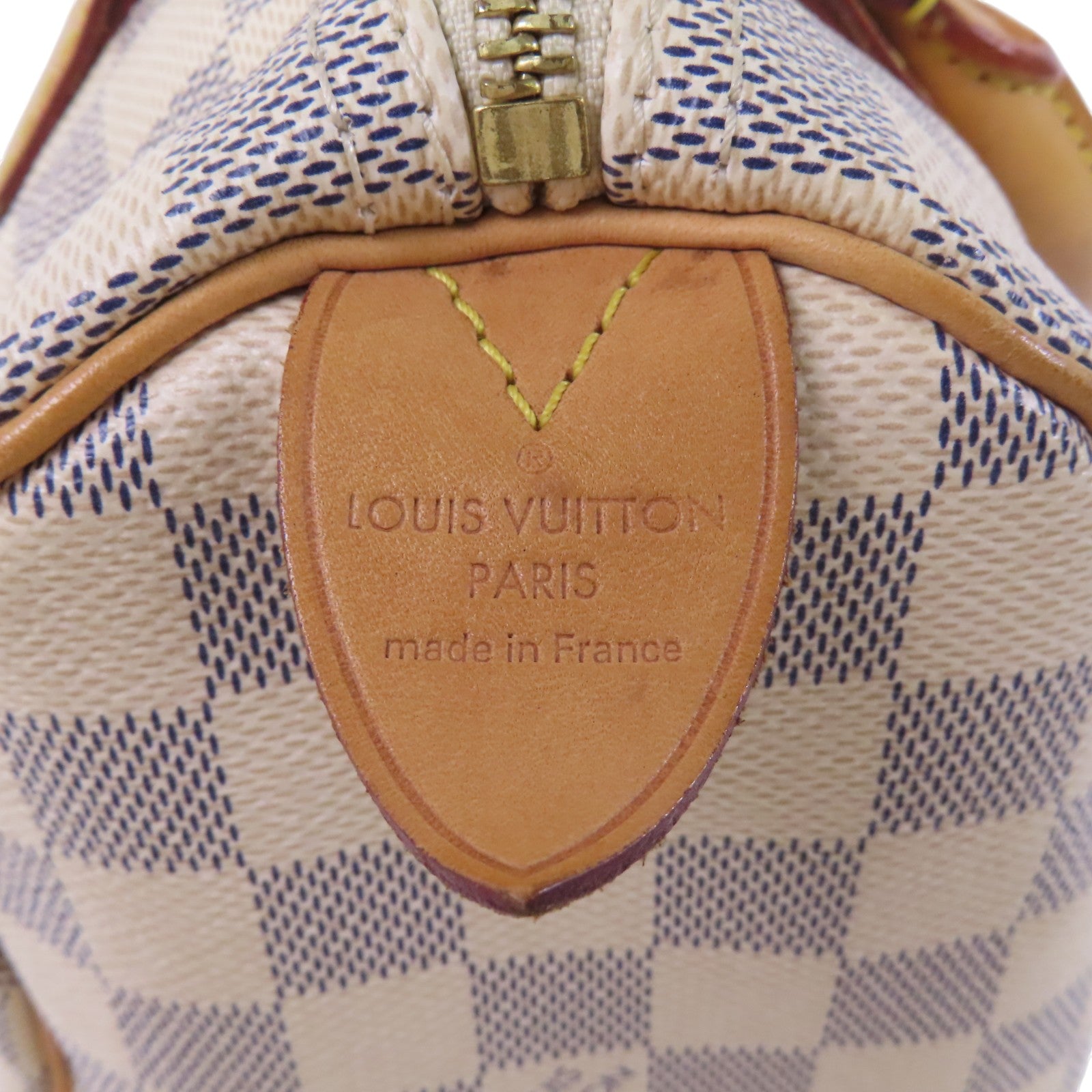 LOUIS VUITTON Damier Azur Speedy 25金扣手挽袋