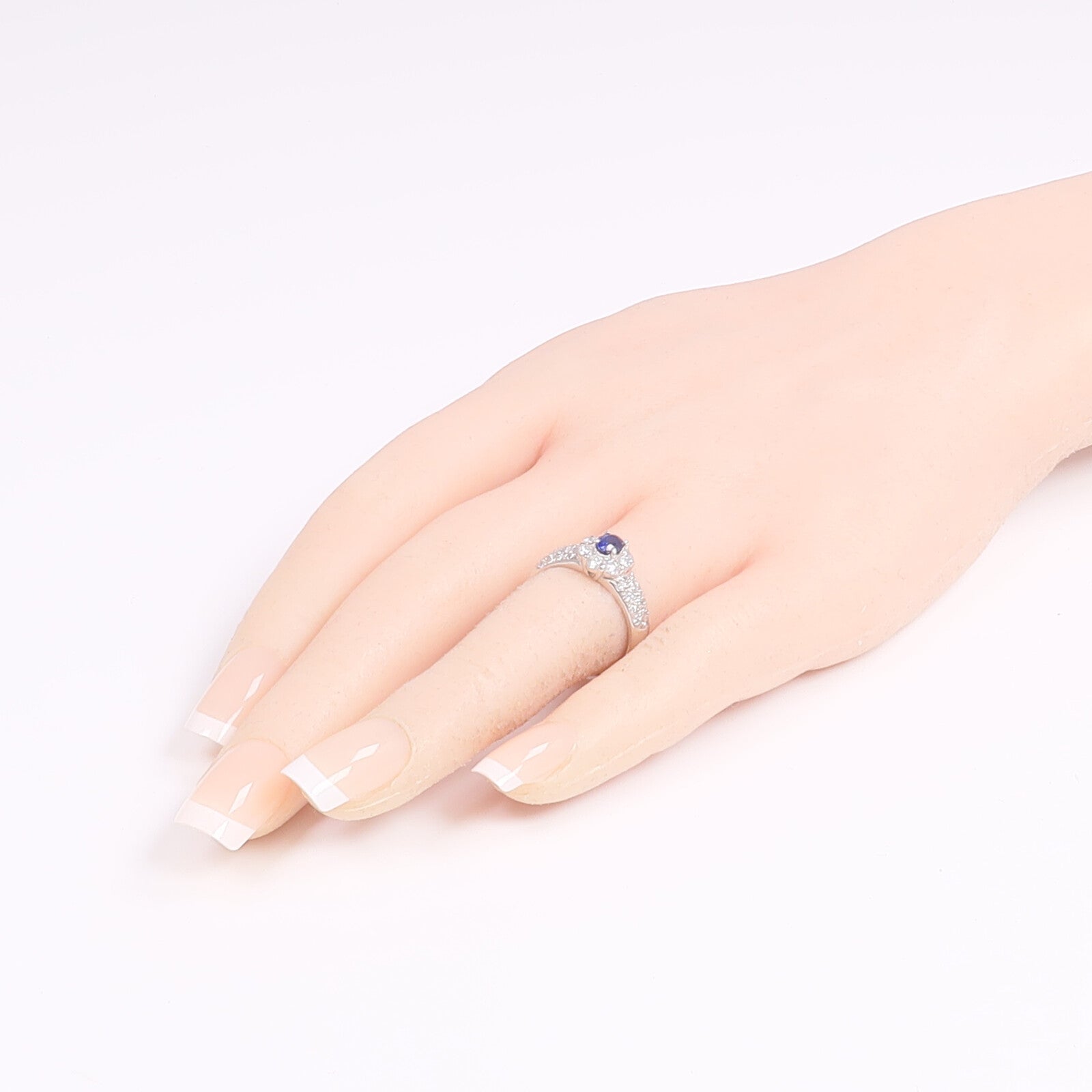 JEWELRY PT900鉑金Sapphire Diamond Ring藍寶石/鑽石戒指US#6.5