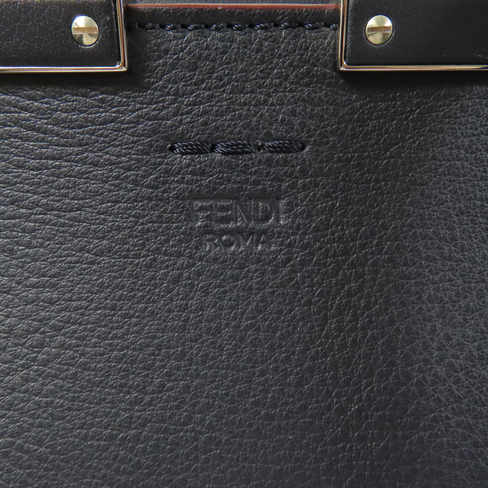 FENDI SHW 2 Way Shoulder Hand Bag Calfskin Leather Navy