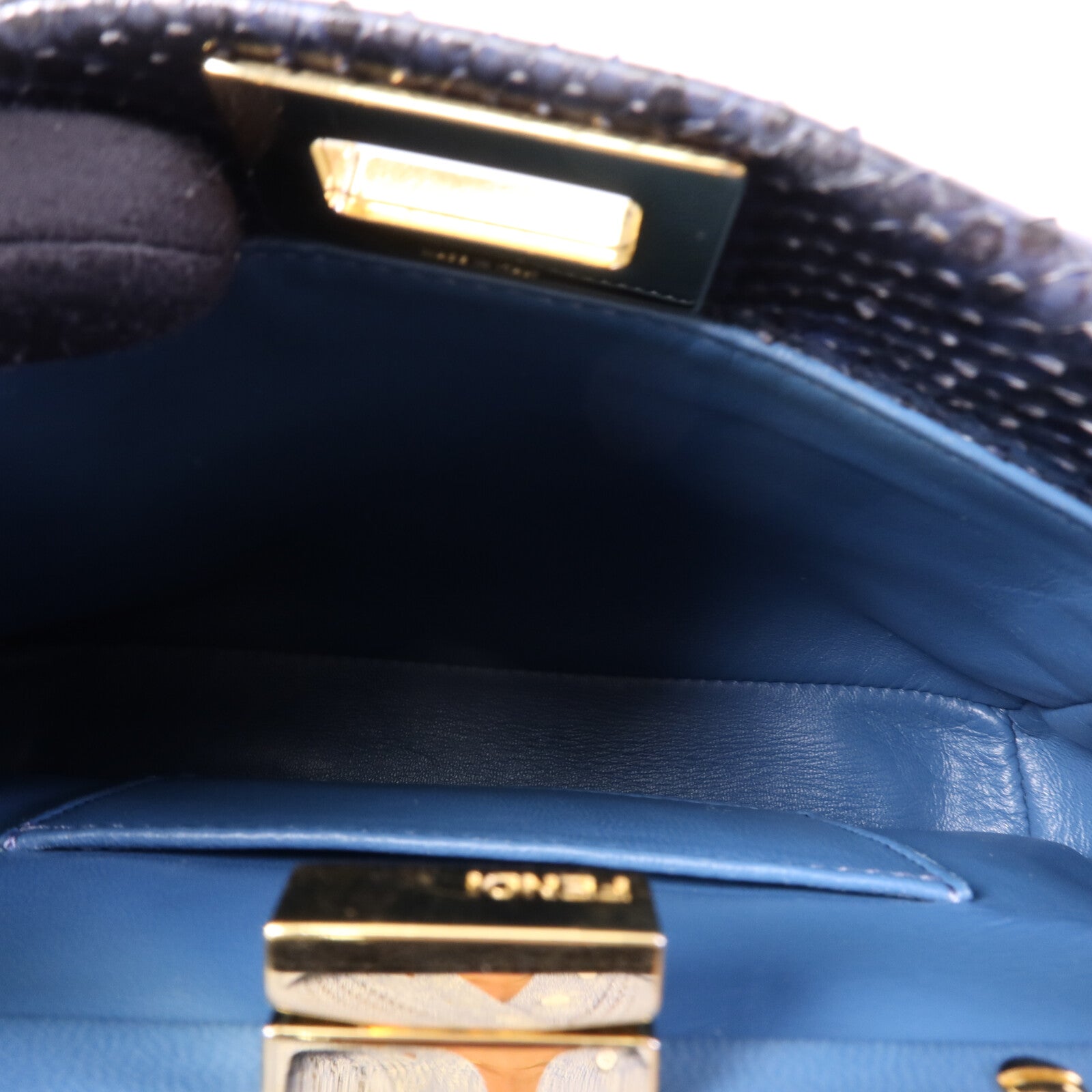 FENDI 蛇皮皮革Peekaboo Mini金扣手挽肩背兩用袋