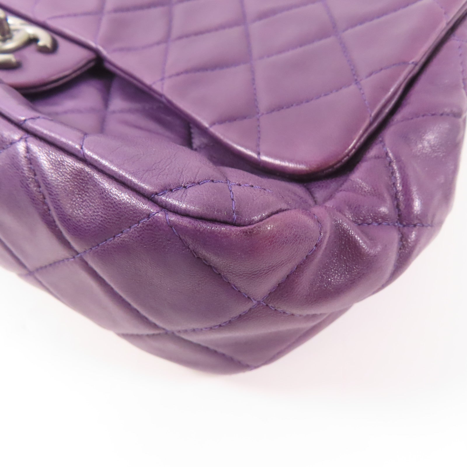 CHANEL 羊皮皮革Chain Shoulder Bag鏈帶肩背袋紫色