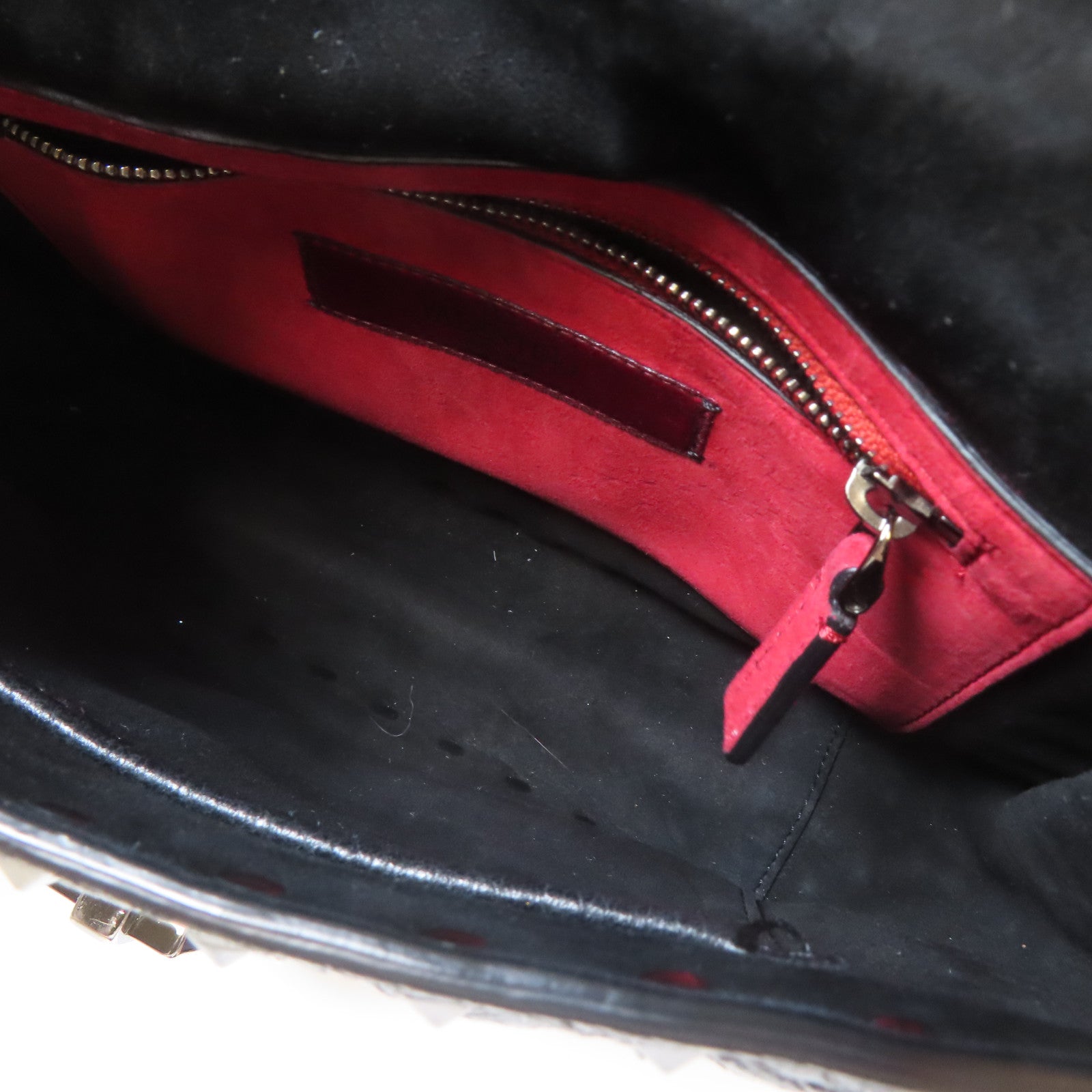 Valentino 牛皮皮革Chain Shoulder黑扣手挽肩背兩用袋黑色