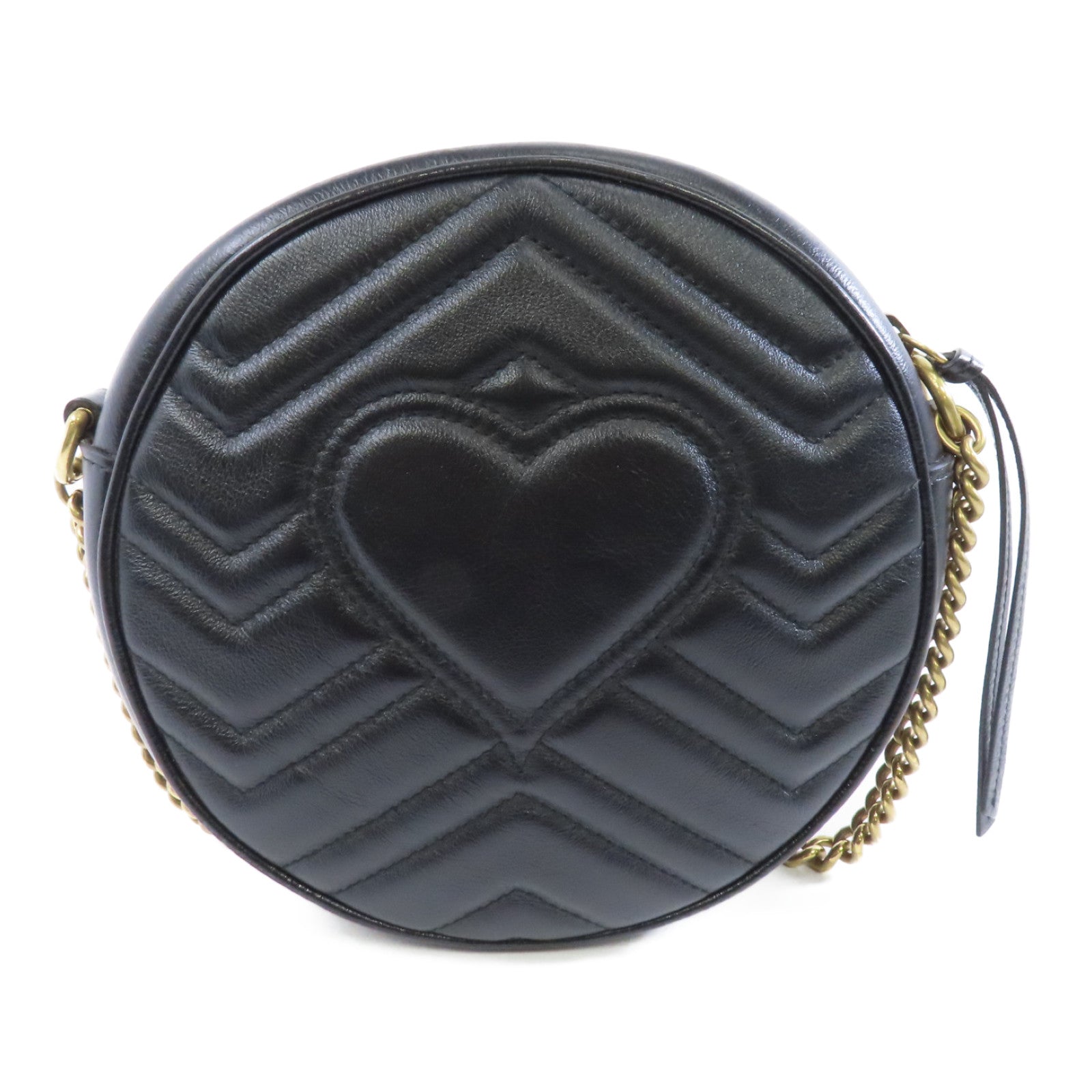 GUCCI 【激減優惠】牛皮皮革GG Marmont金扣鏈帶肩背袋黑色