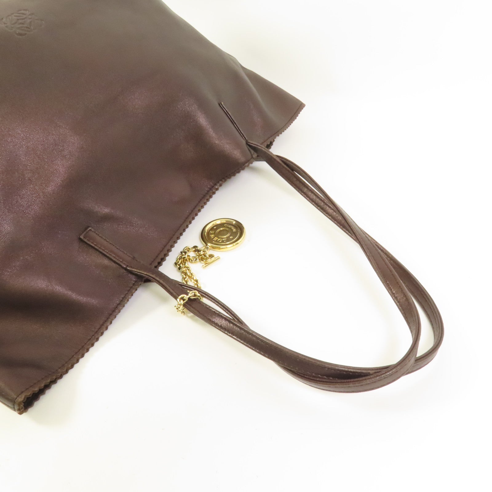 LOEWE 牛皮皮革Tote Bag金扣肩背袋