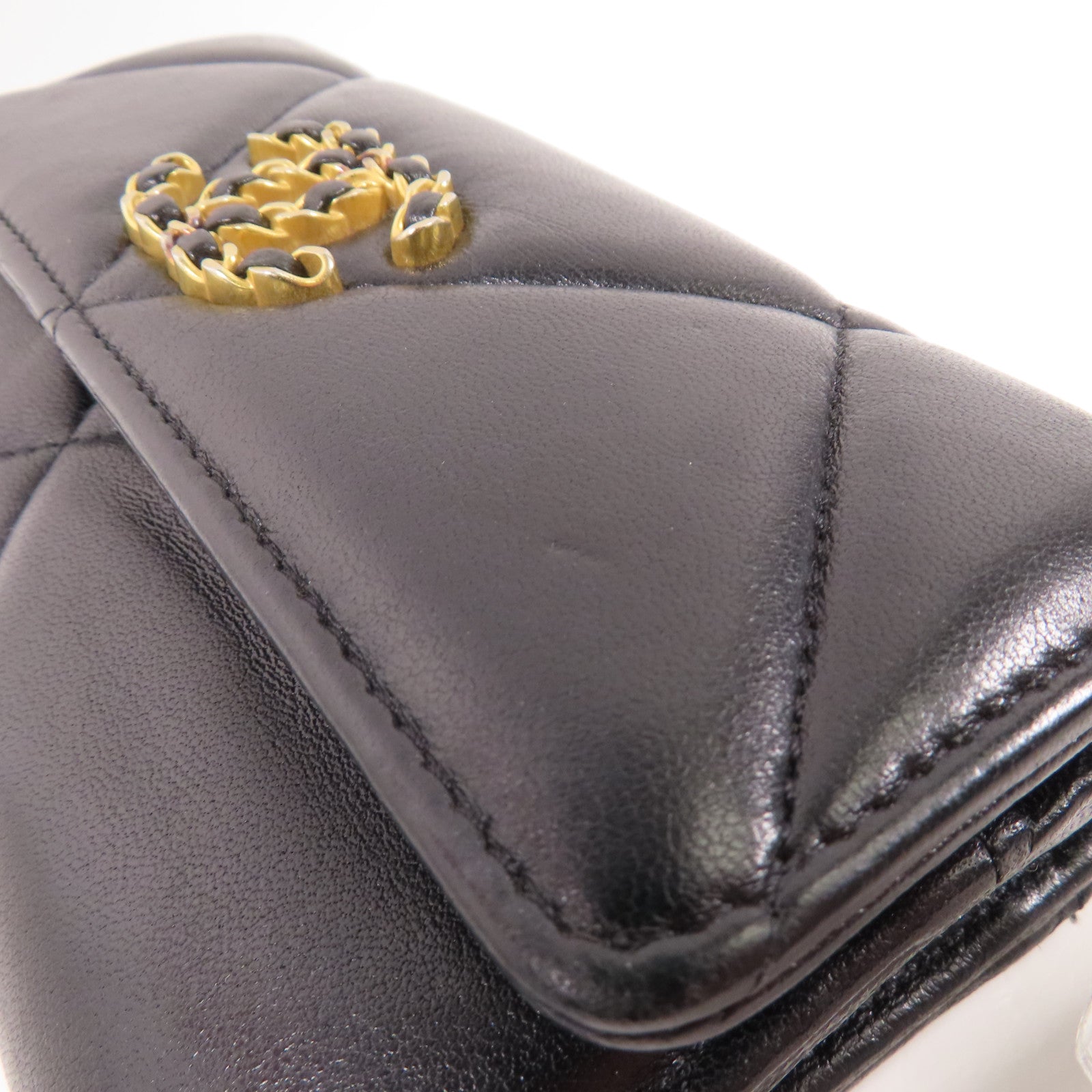 CHANEL 羊皮皮革Long Wallet金扣長錢包