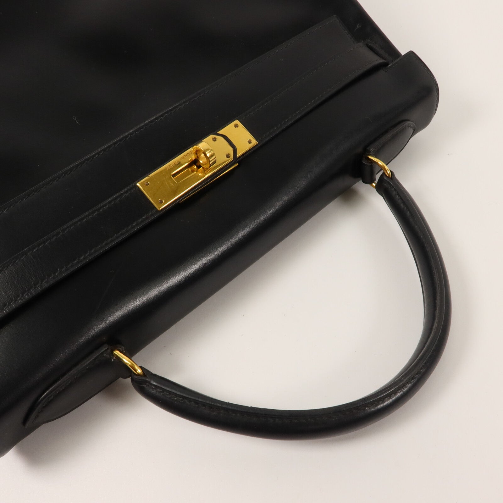 HERMES Box Calf皮革Kelly 32手挽袋Noir