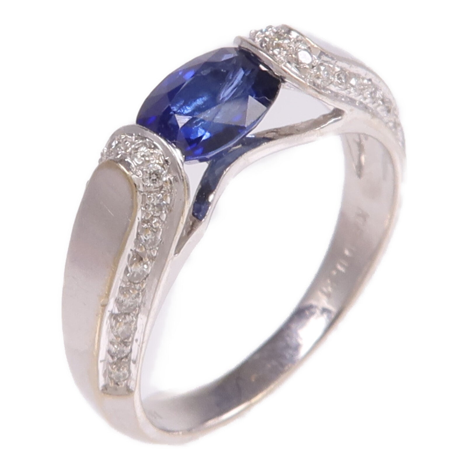 JEWELRY 18K白金Sapphire Diamond Ring藍寶石/鑽石戒指US#6.75