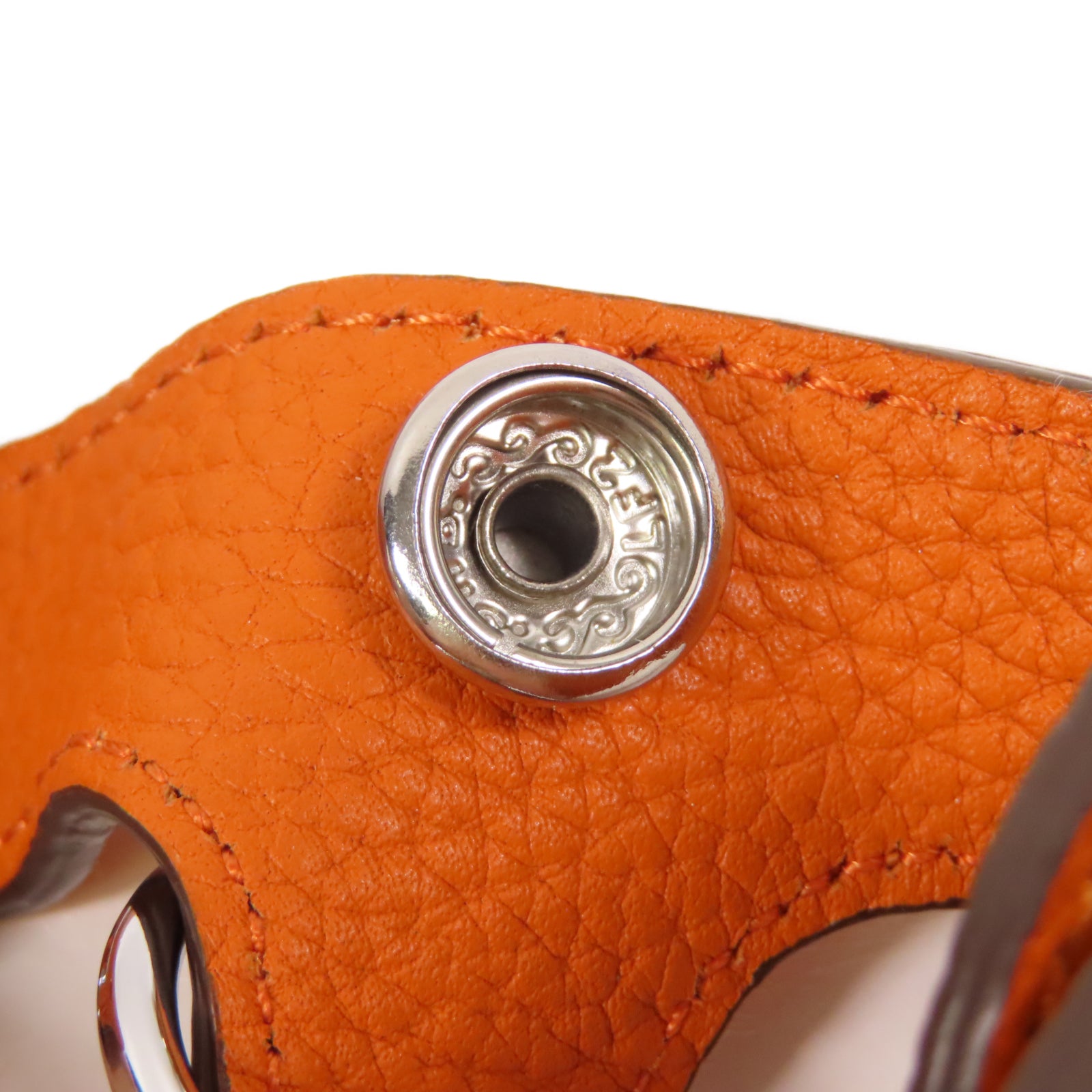 HERMES Clemence皮革Conversion Kit銀扣袋扣橙色