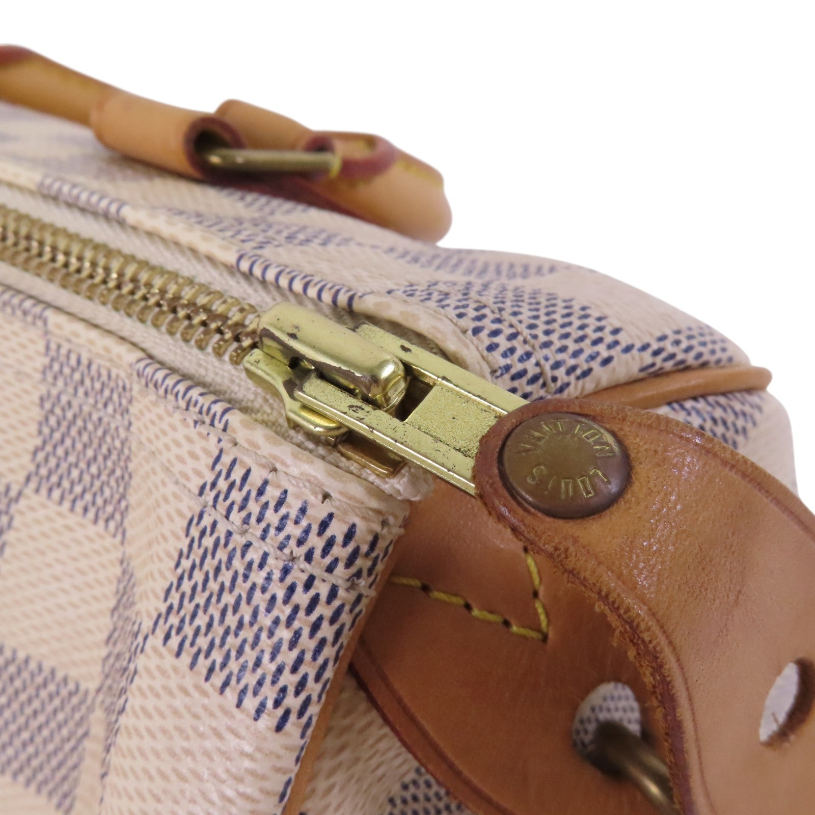 LOUIS VUITTON Damier Azur Speedy 25金扣手挽袋