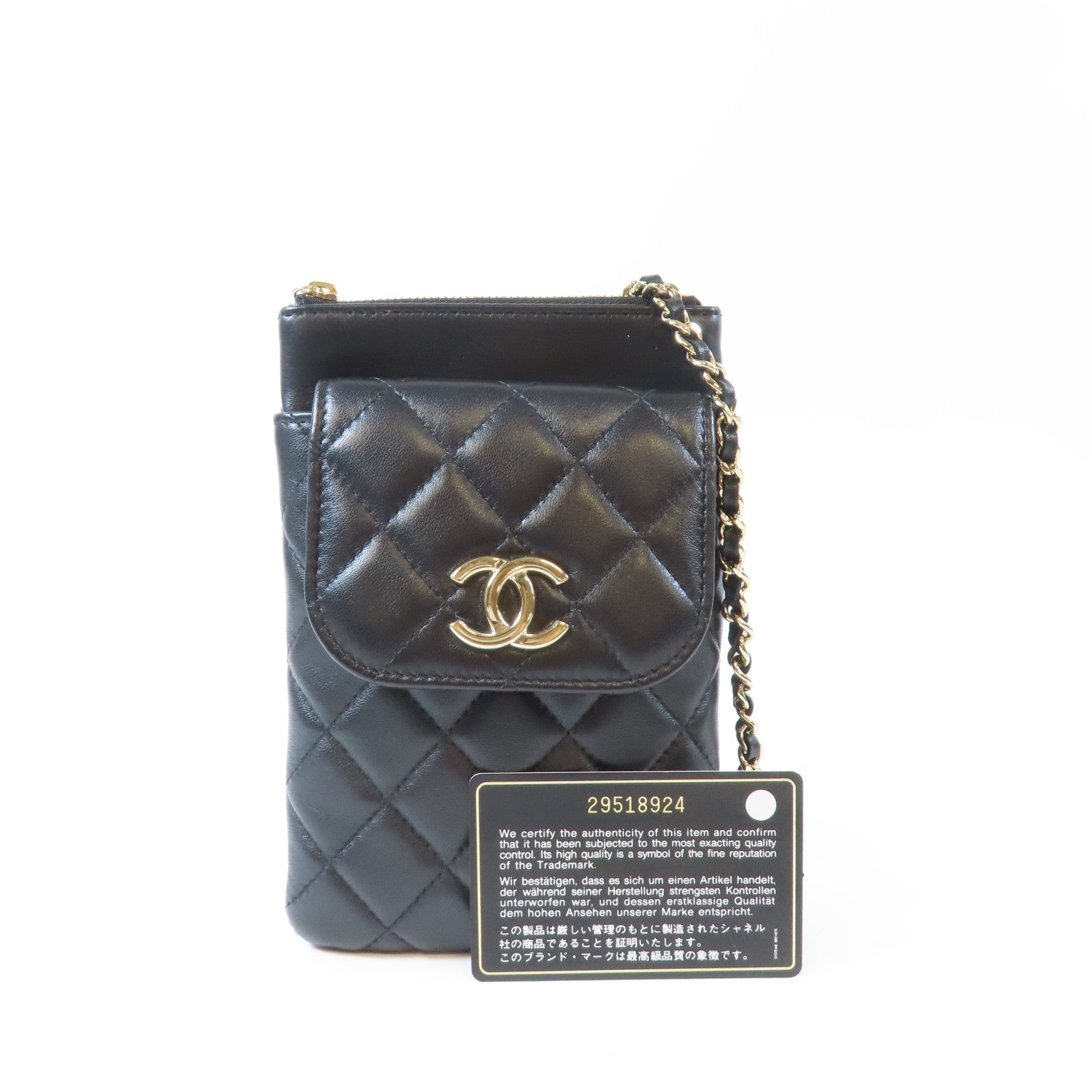 CHANEL 菱格羊皮皮革金扣Chain Shoulder鏈帶肩背袋黑色