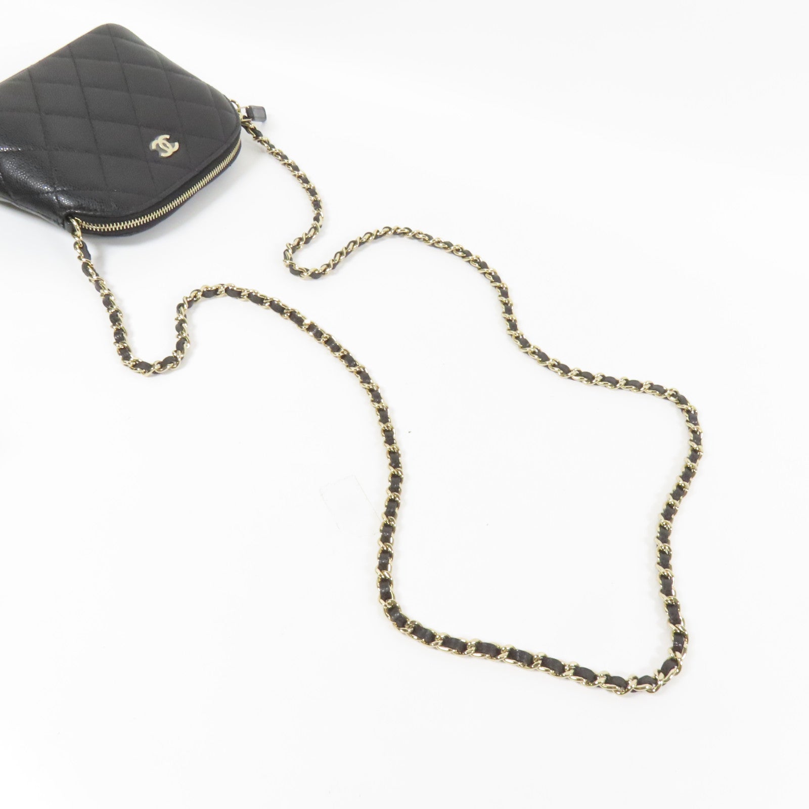 CHANEL 牛皮皮革Chain Shoulder金扣鏈帶肩背袋