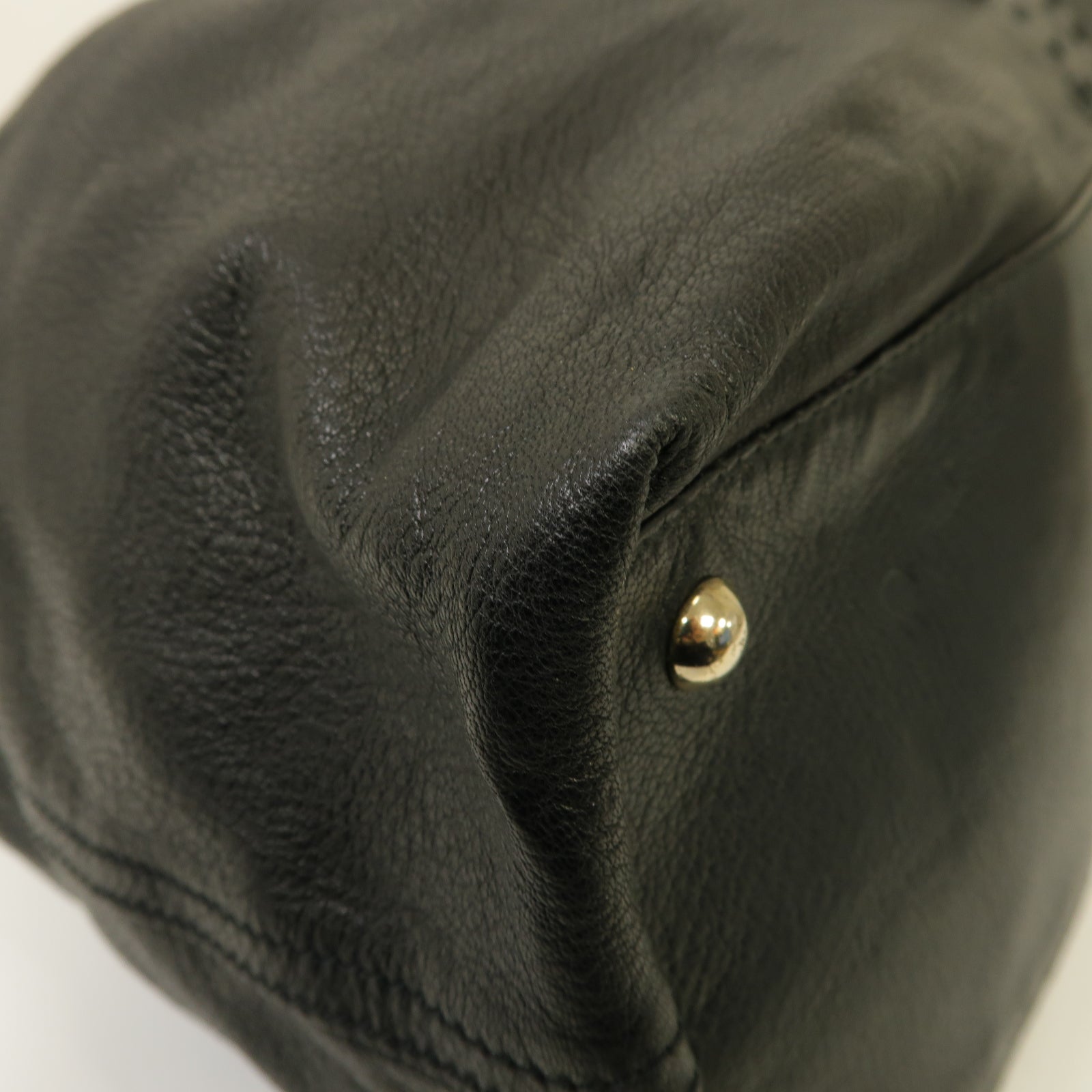 SAINT LAURENT 牛皮皮革2 Way Bag 銀扣手挽肩背兩用袋黑色