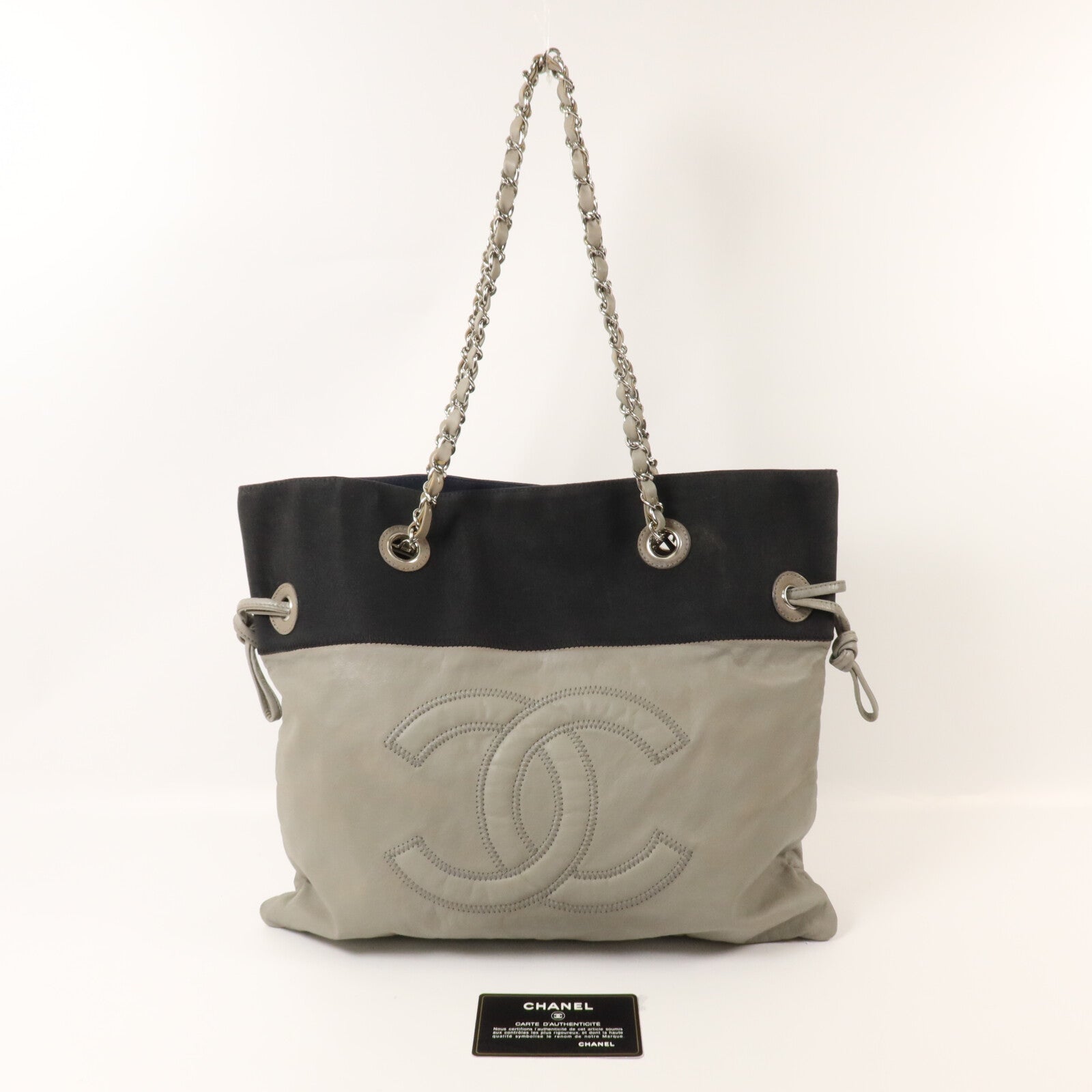 CHANEL PVC Vinyl CC Tote鏈帶肩背袋