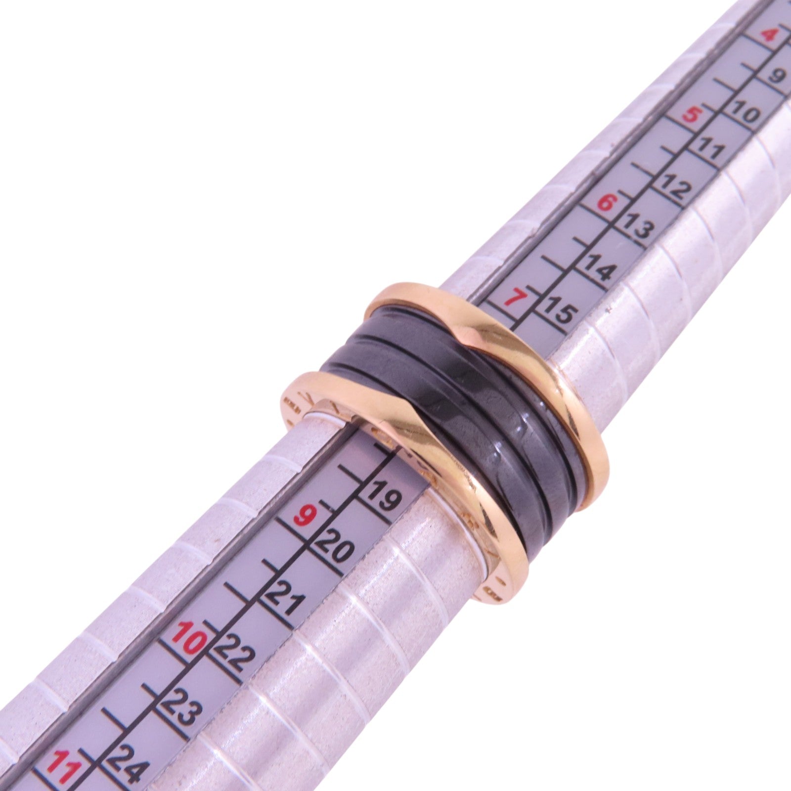 BVLGARI 18K玫瑰金/陶瓷B-zero1 Ring鑽石戒指#58/US#8.25