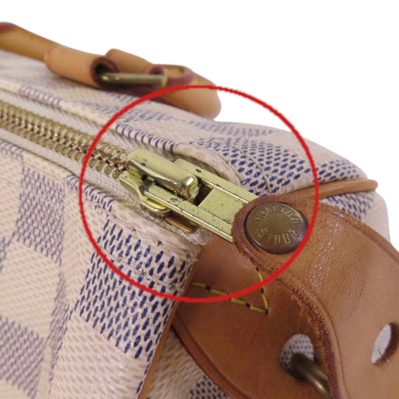 LOUIS VUITTON Damier Azur Speedy 25金扣手挽袋