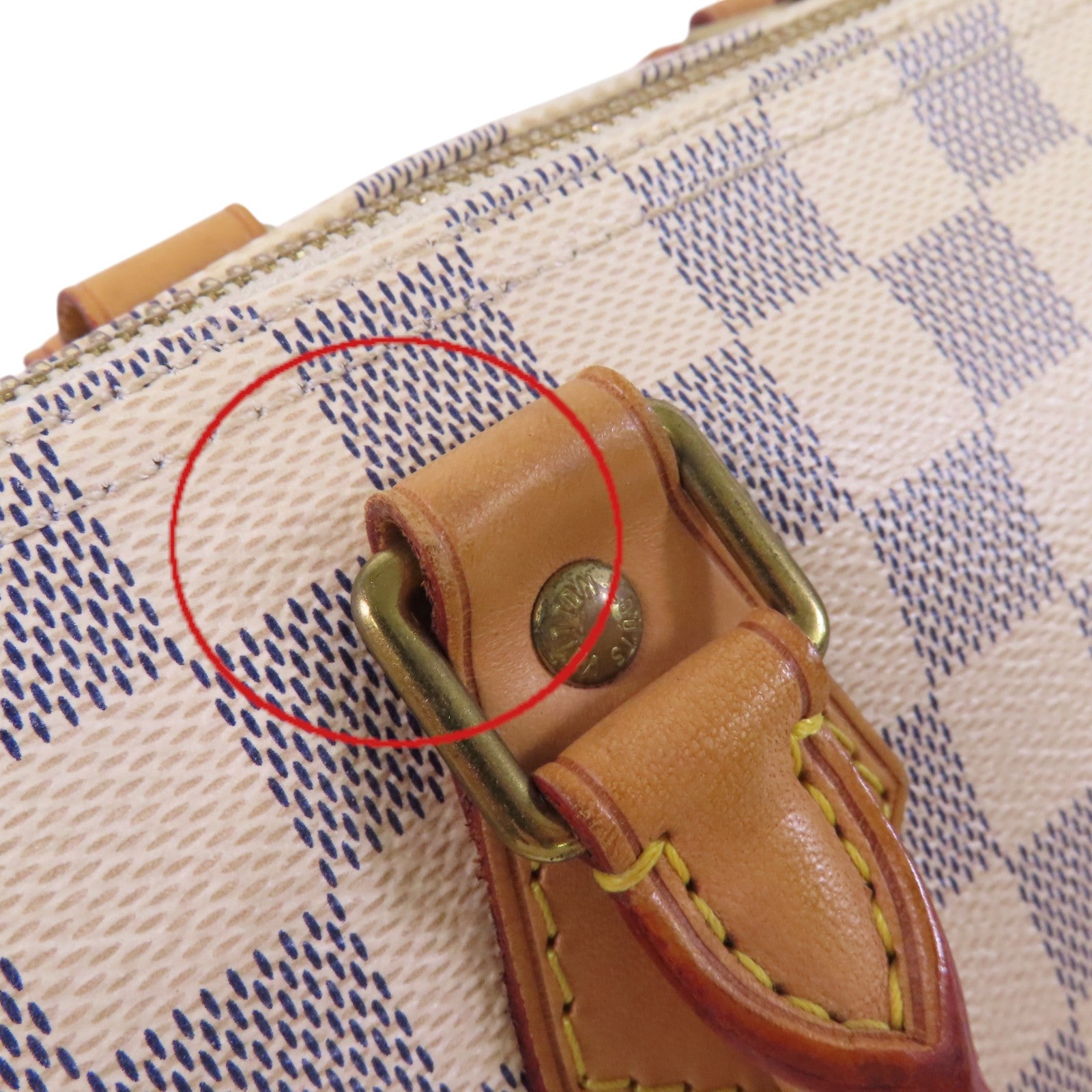 LOUIS VUITTON Damier Azur Speedy 25金扣手挽袋
