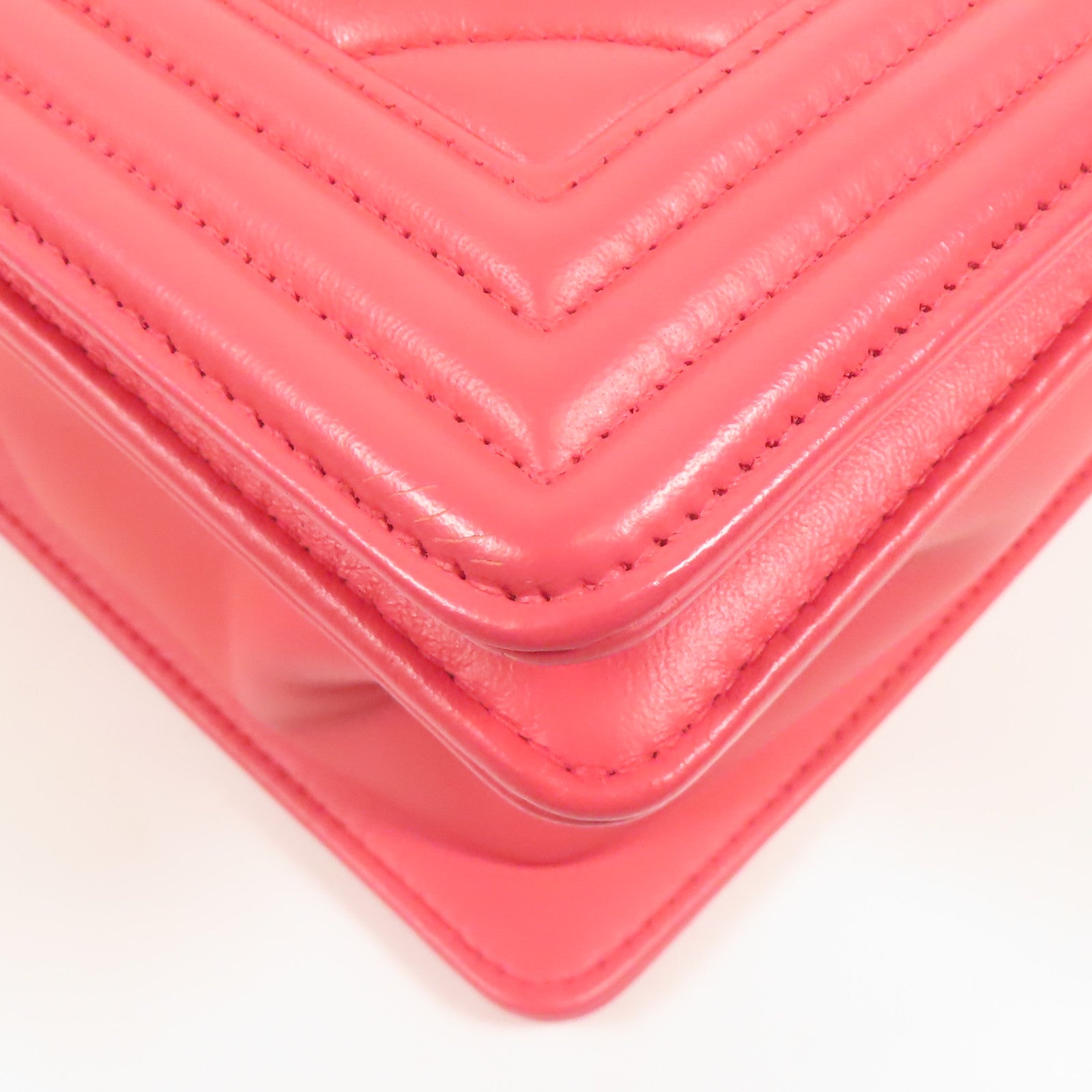 CHANEL CC GHW Boy 25 Chain Shoulder Bag Calfskin Leather Pink