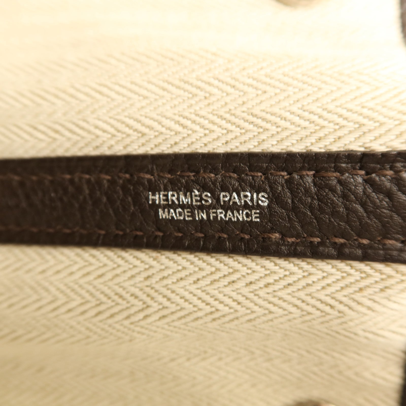 HERMES Negonda皮革Garden Party PM銀扣手挽袋 Chocolat