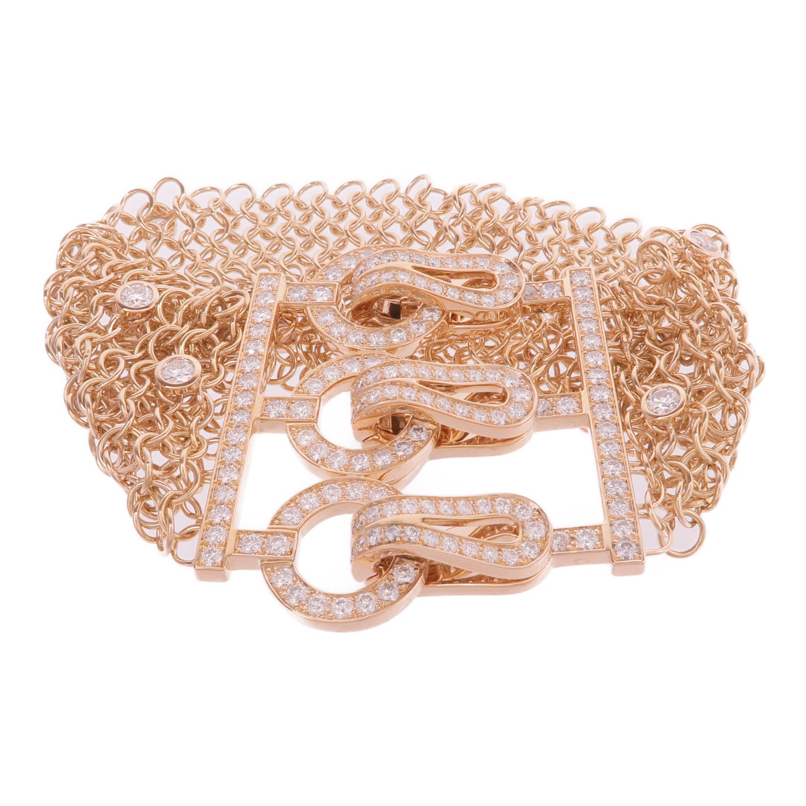 CARTIER 18K玫瑰金Agrafe BraceletDiamond Bracelet鑽石手鏈Cartier#16