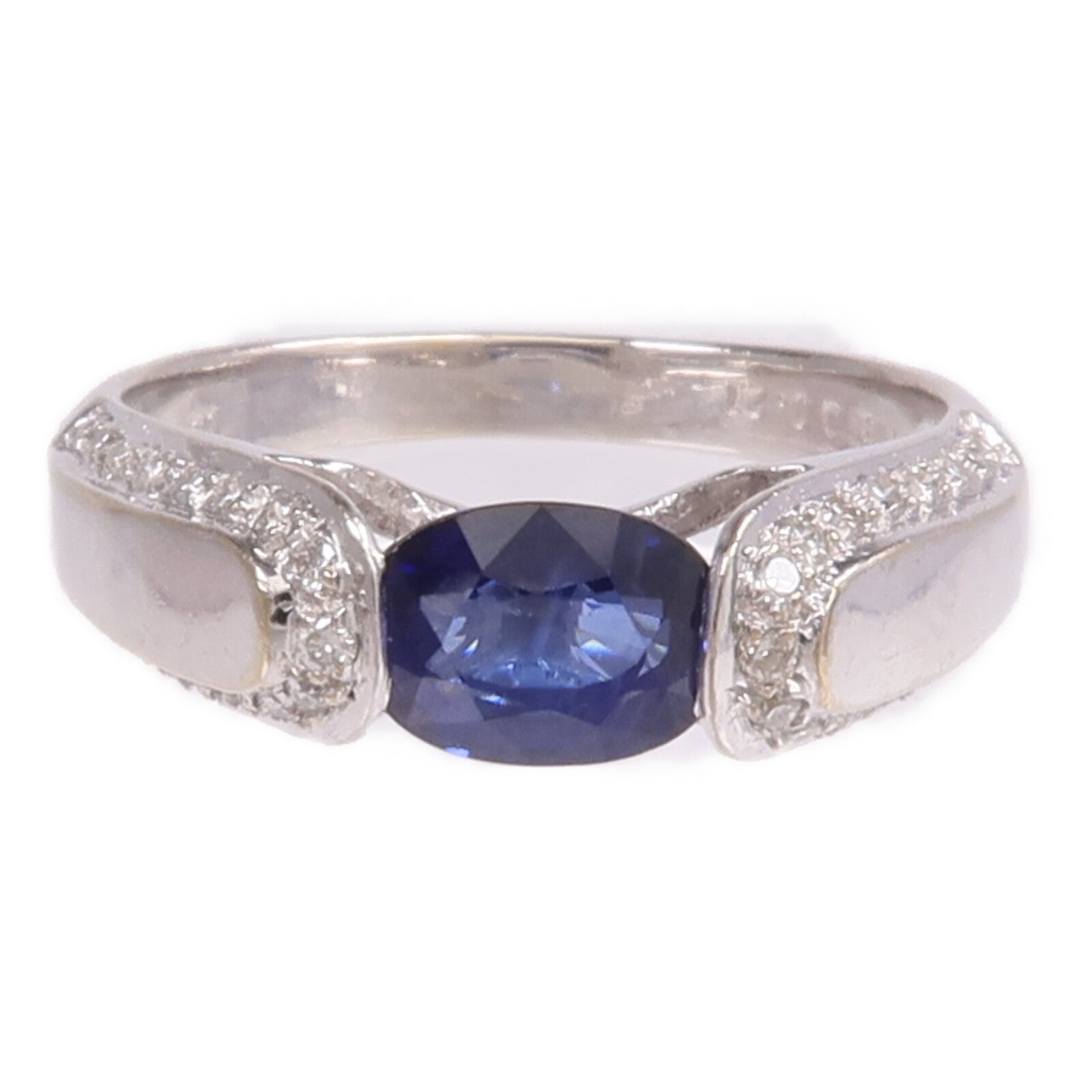 JEWELRY 18K白金Sapphire Diamond Ring藍寶石/鑽石戒指US#6.75