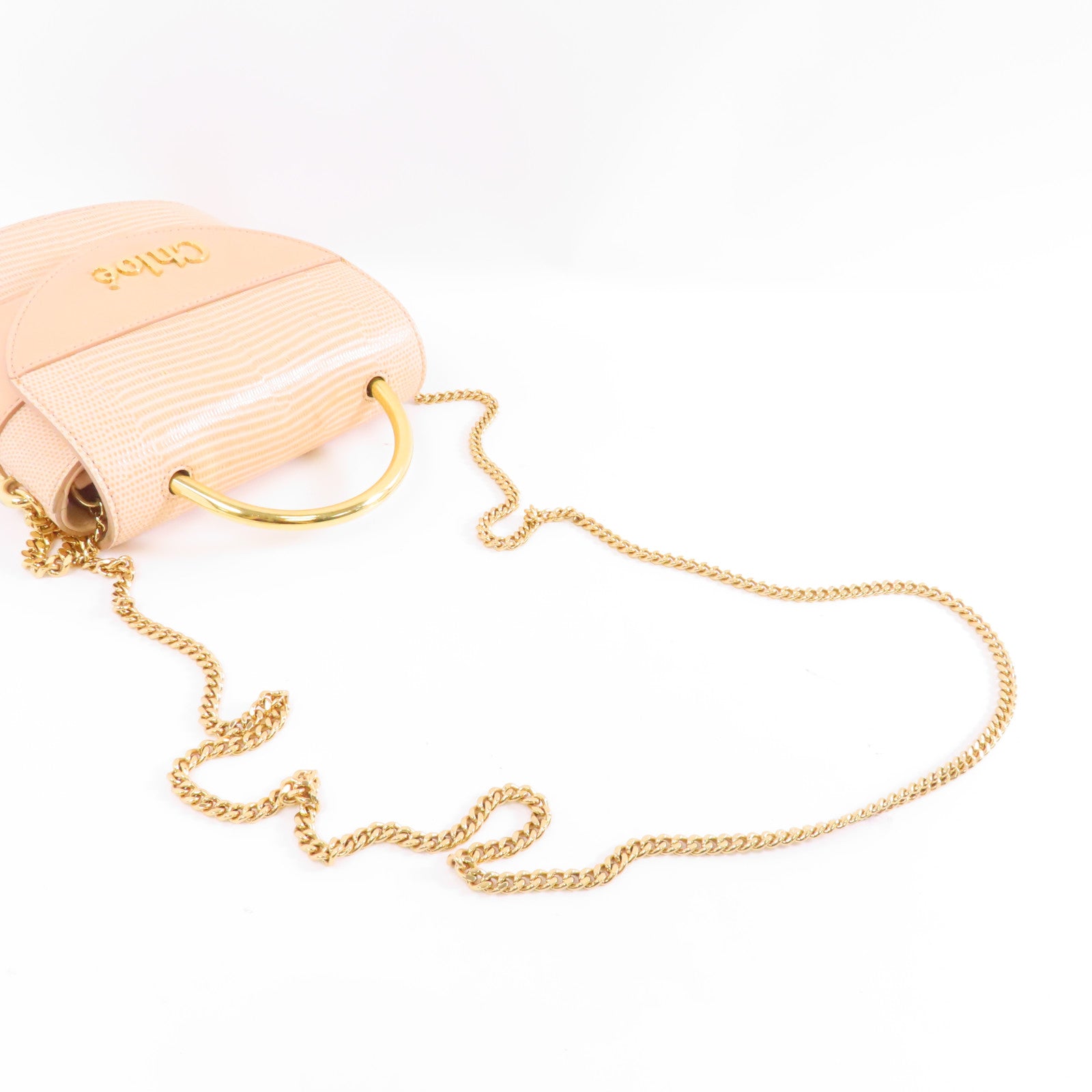 Chloe 【激減優惠】皮革Aby Lock金扣手挽鍊帶肩背兩用袋粉紅色