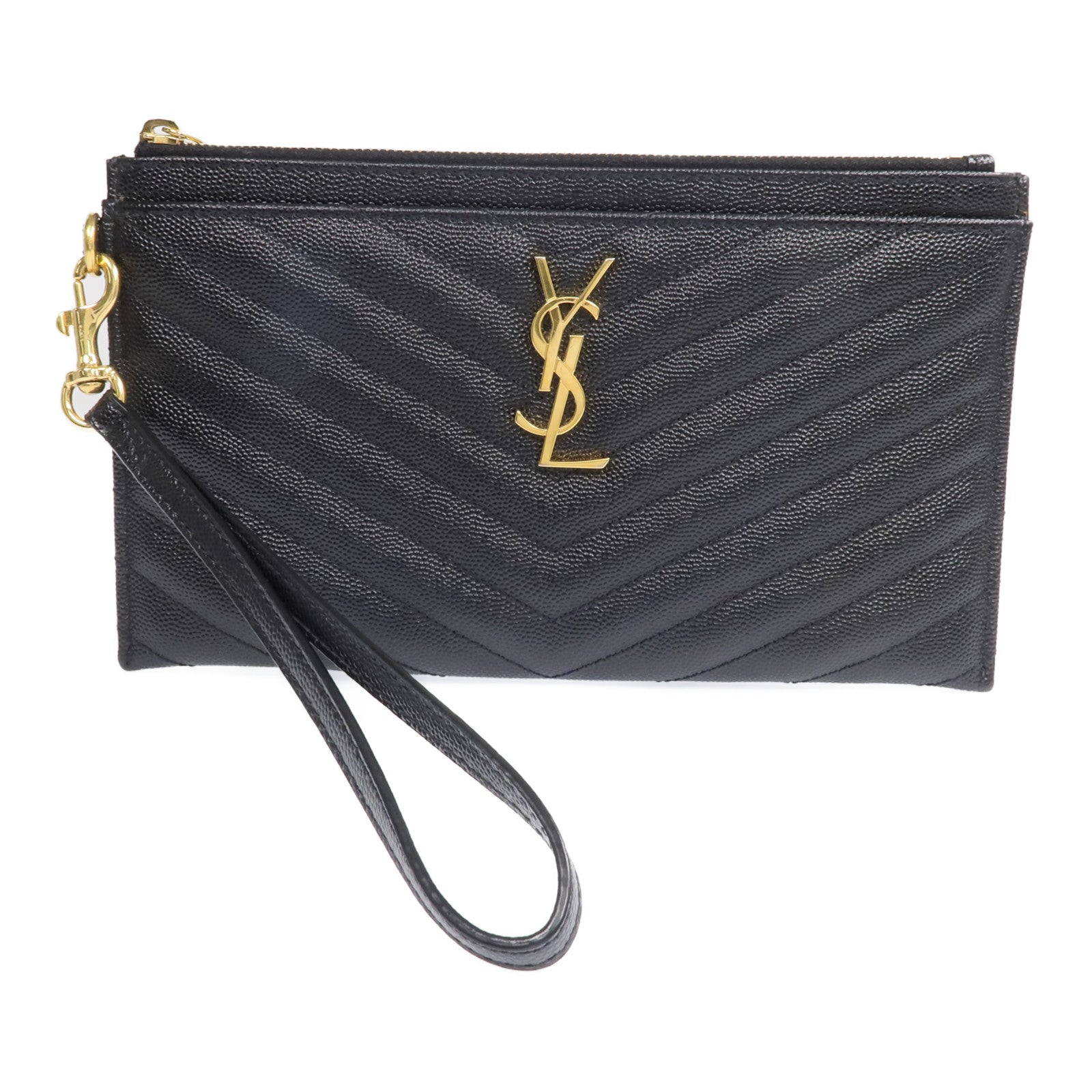 SAINT LAURENT 牛皮皮革Bill Large Pouch金扣手拿包