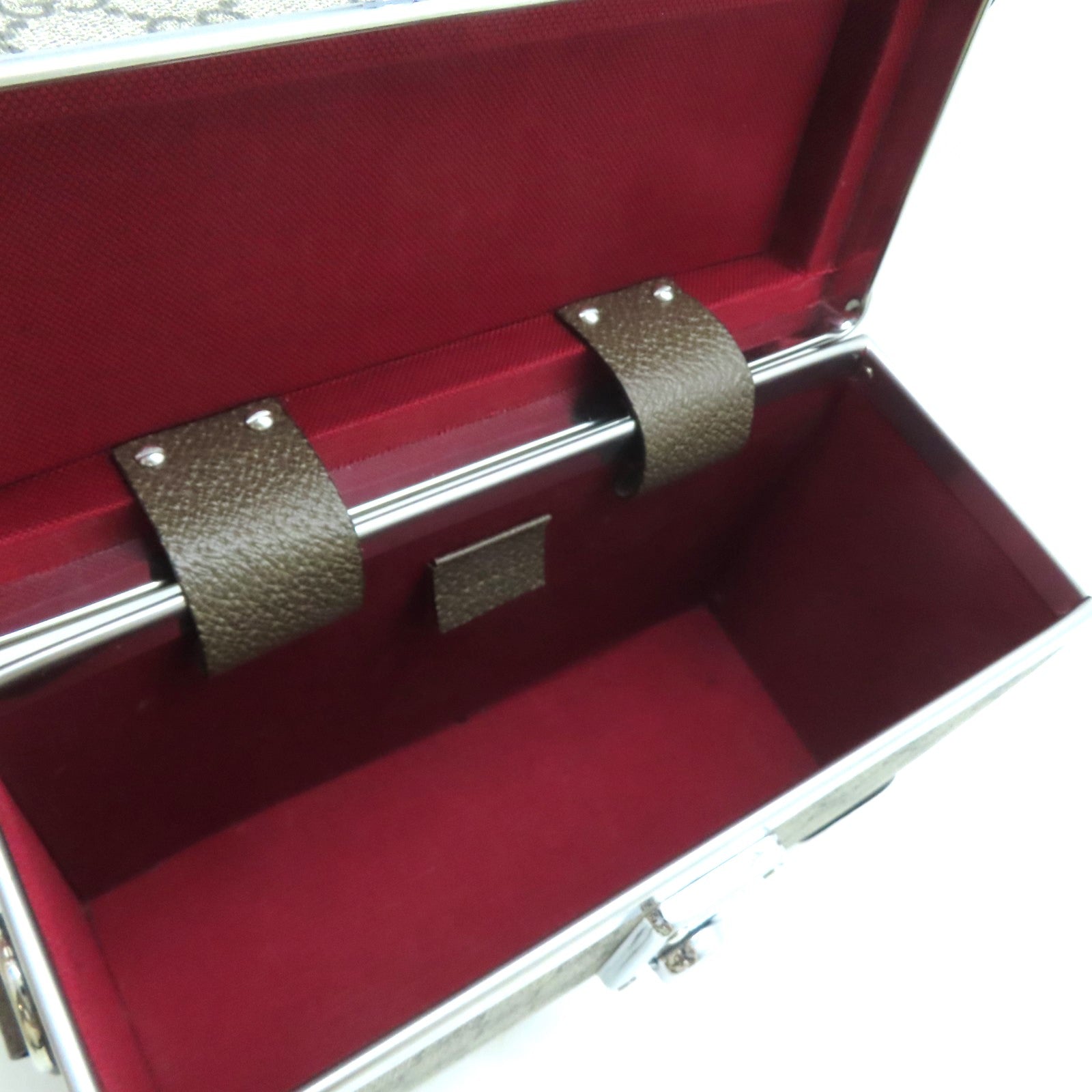 GUCCI 塗層帆布Bamboo Trunk銀扣手挽肩背兩用袋啡色