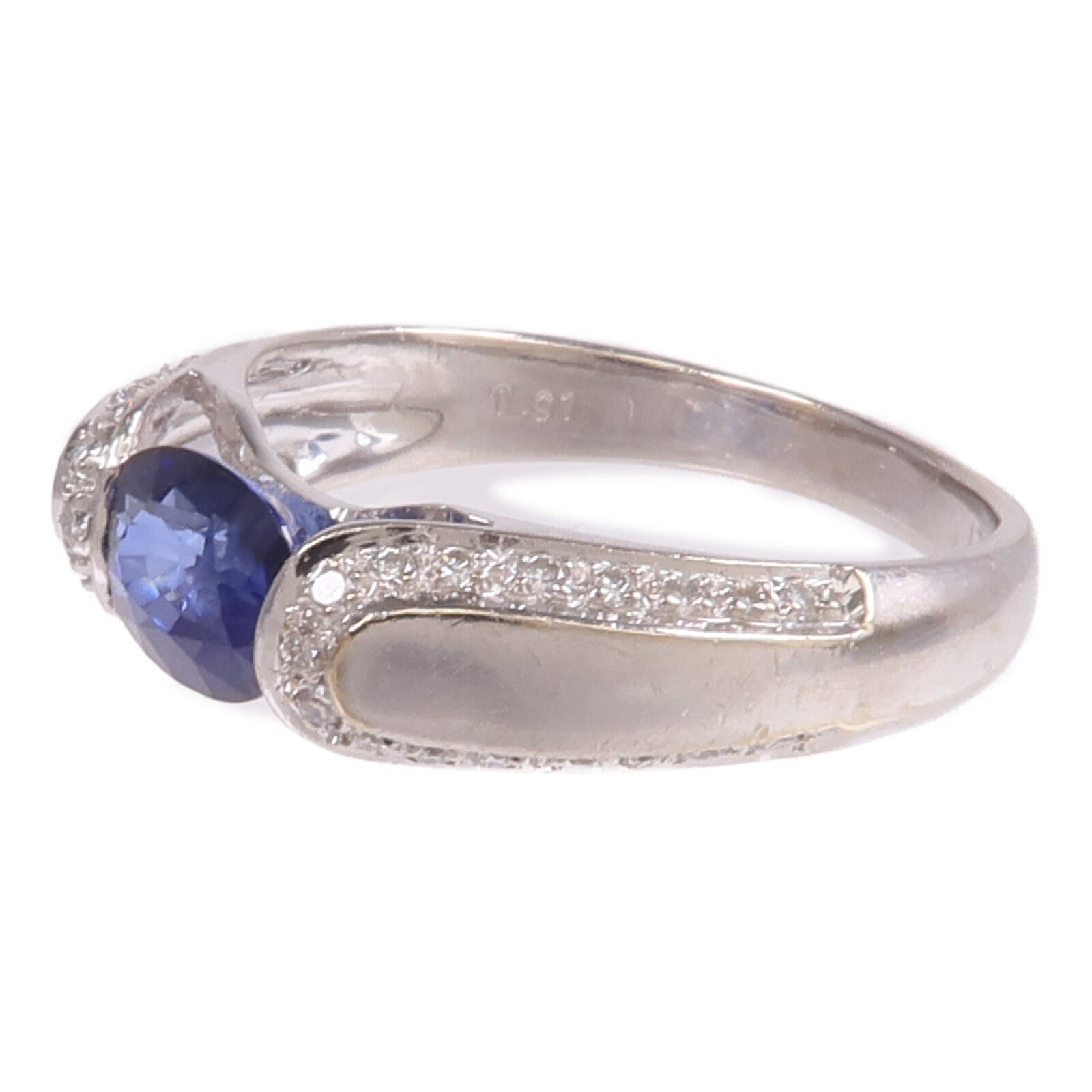 JEWELRY 18K白金Sapphire Diamond Ring藍寶石/鑽石戒指US#6.75