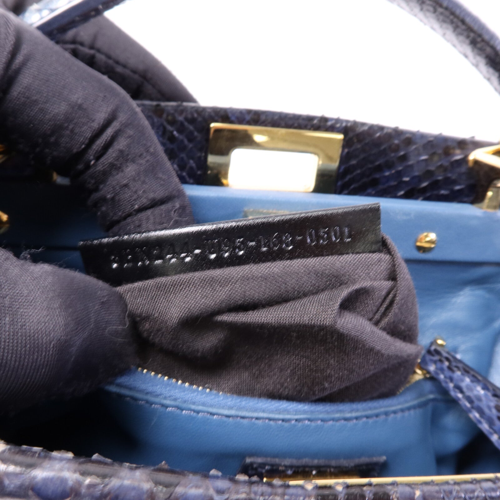 FENDI 蛇皮皮革Peekaboo Mini金扣手挽肩背兩用袋