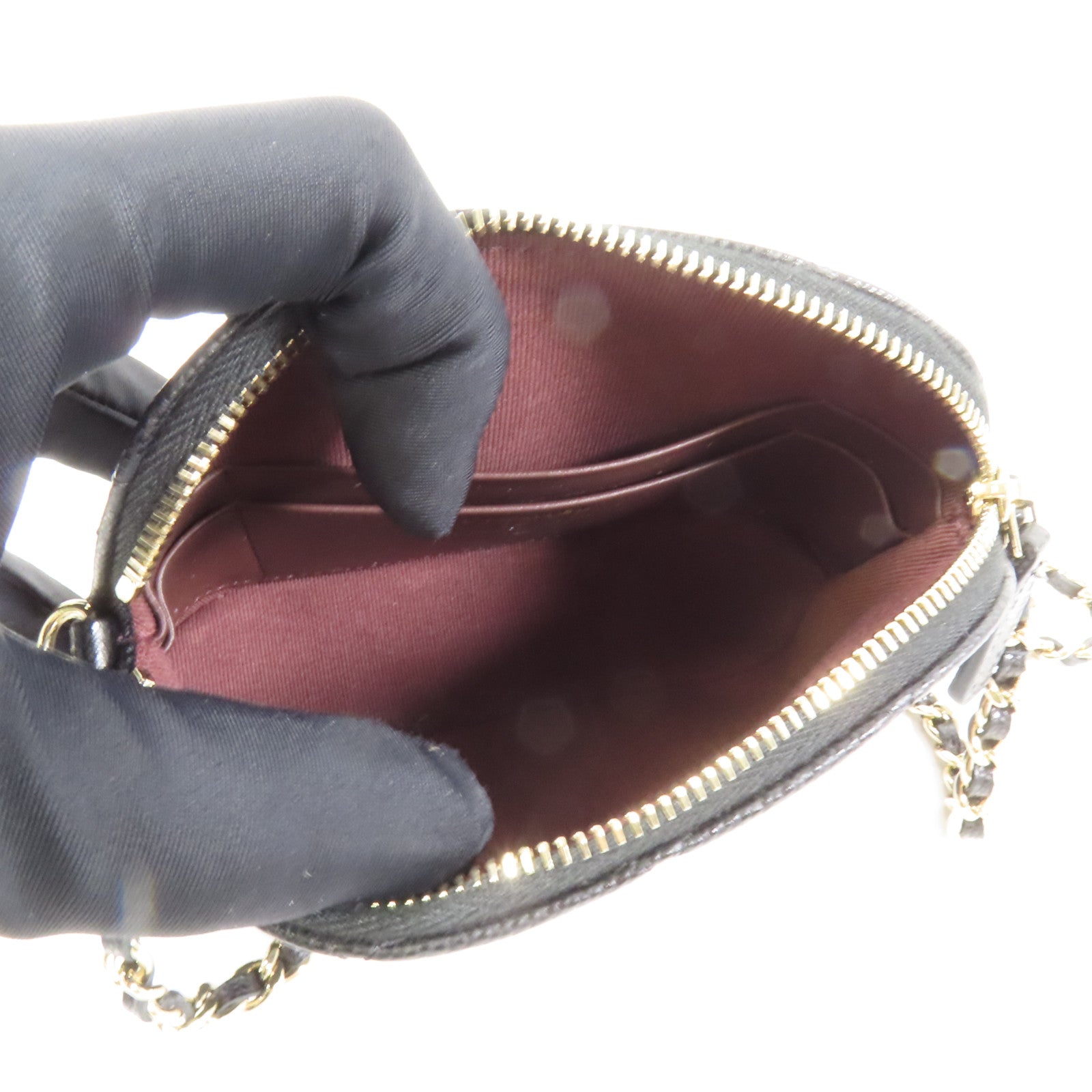 CHANEL 牛皮皮革Chain Shoulder金扣鏈帶肩背袋