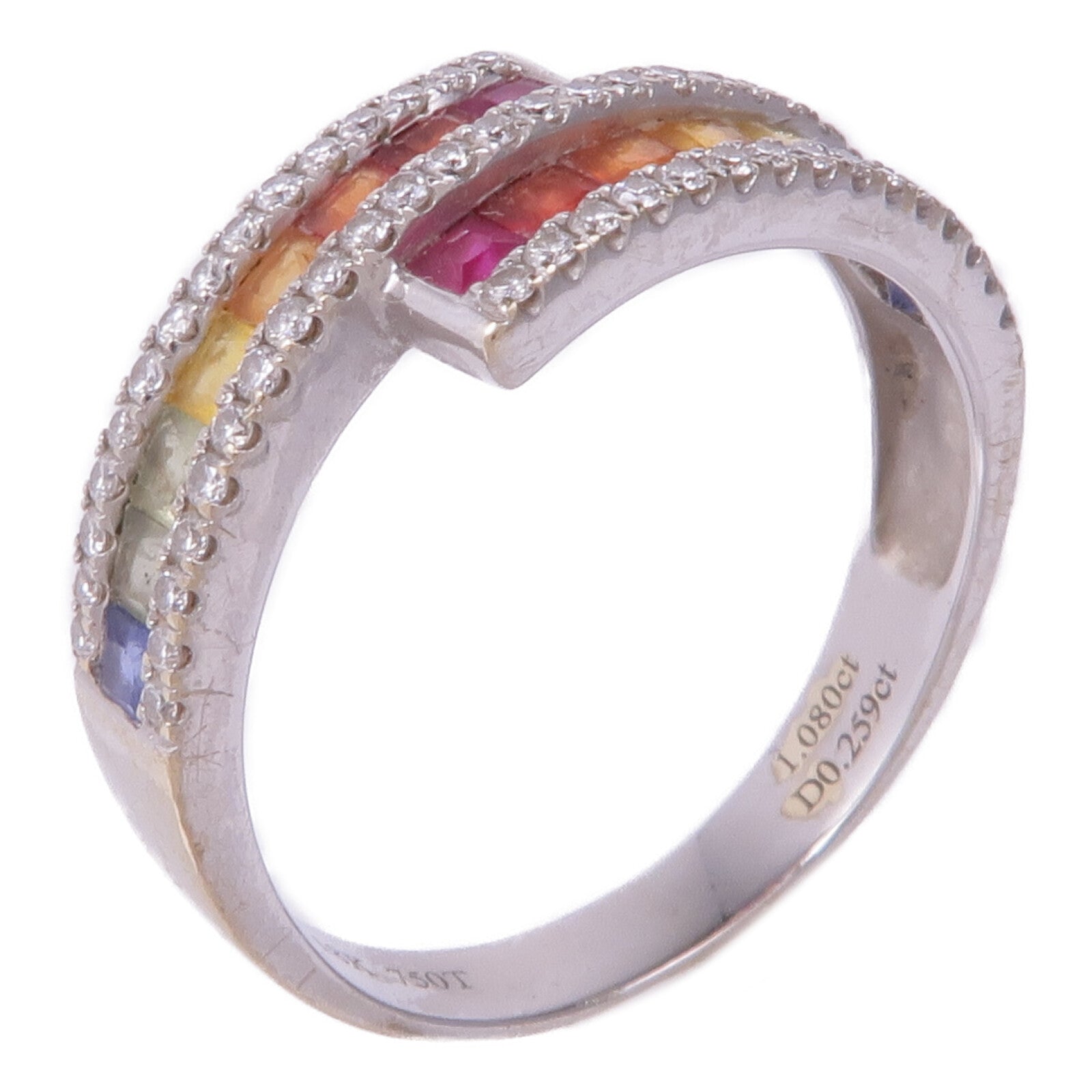 JEWELRY 18K白金Color Stone/Diamond Ring彩色寶石/鑽石戒指US#7.5