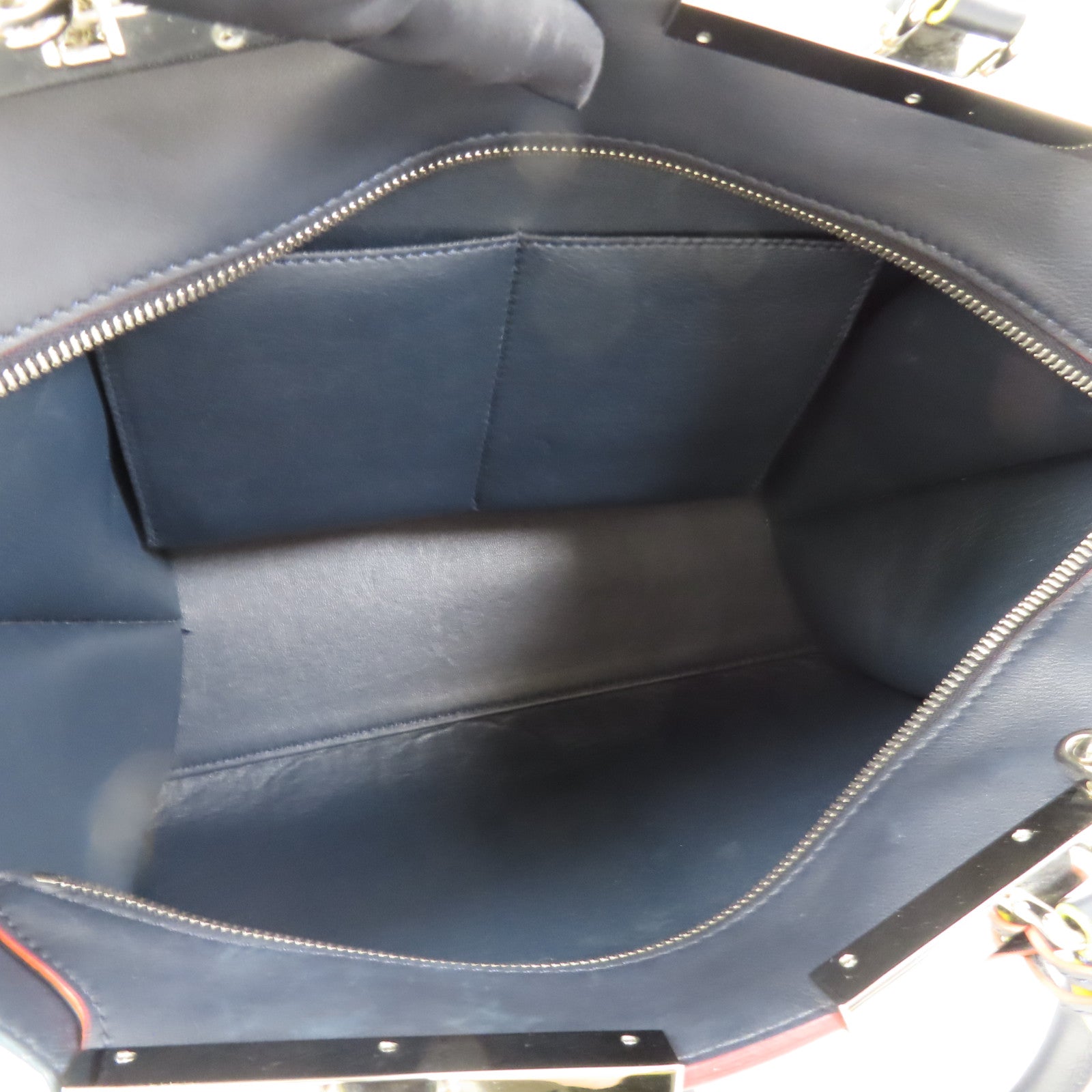 FENDI SHW 2 Way Shoulder Hand Bag Calfskin Leather Navy