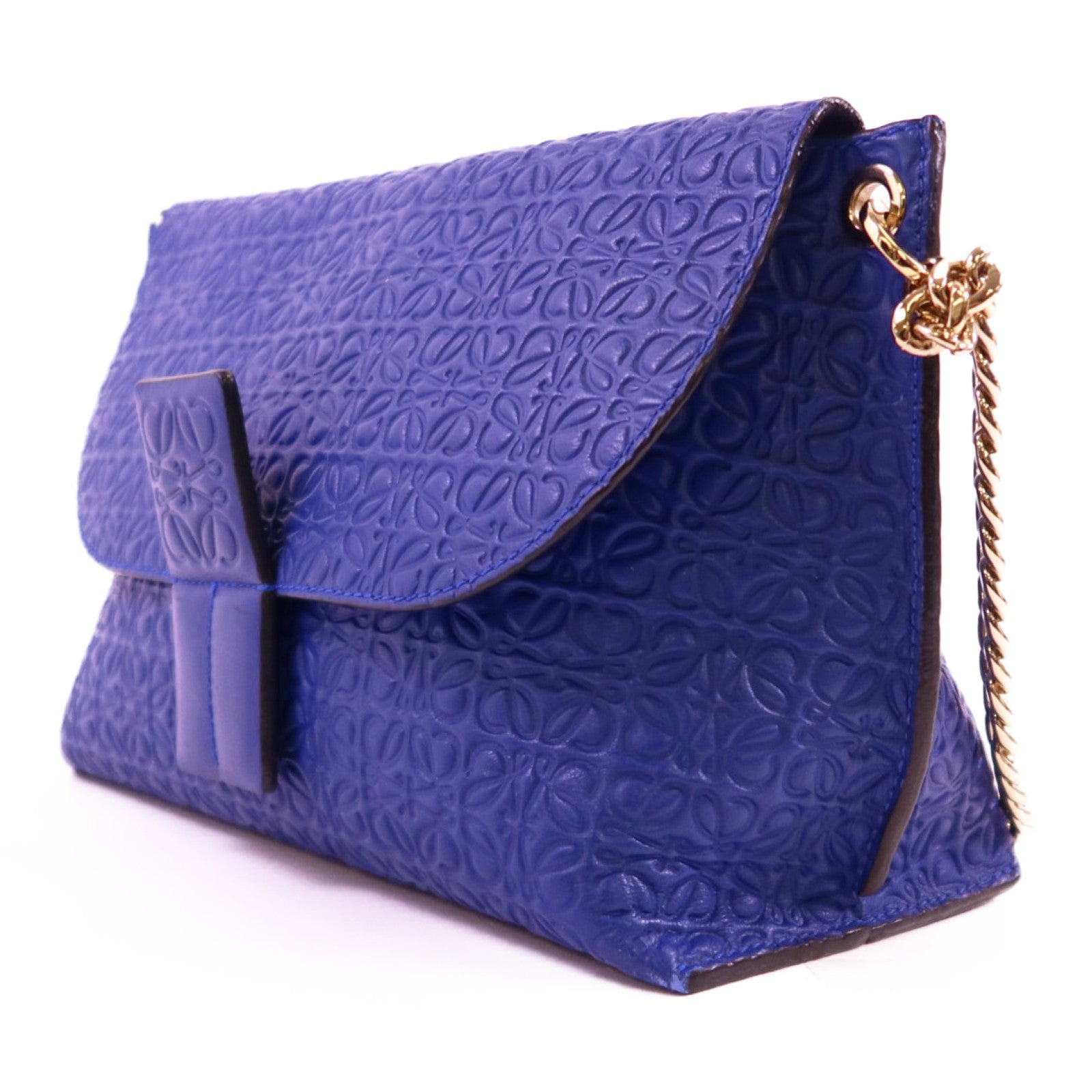 LOEWE 牛皮皮革Chain Shoulder金扣鏈帶肩背袋