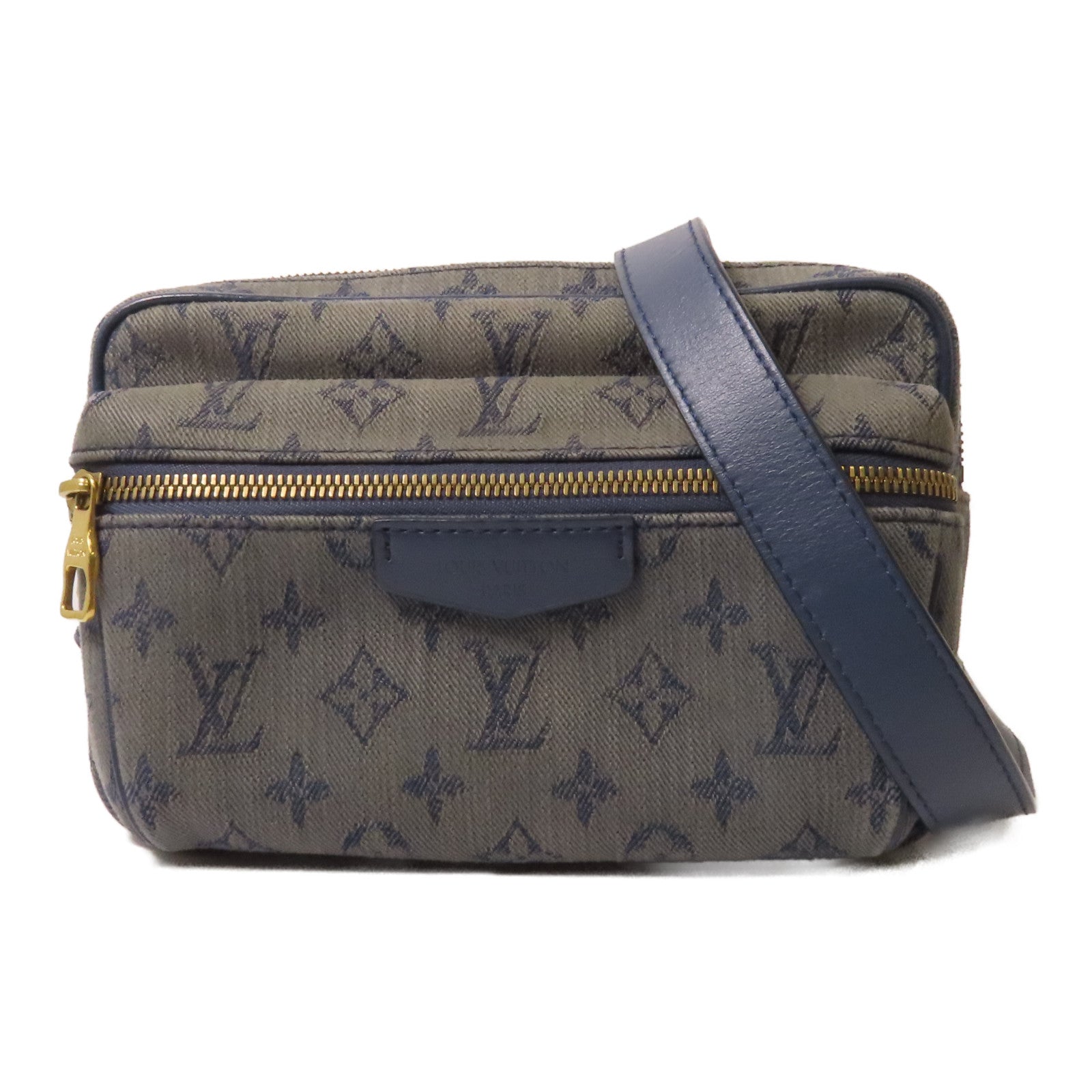 LOUIS VUITTON 【激減優惠】Monogram Denim Bum Bag Outdoor金扣腰包藍色