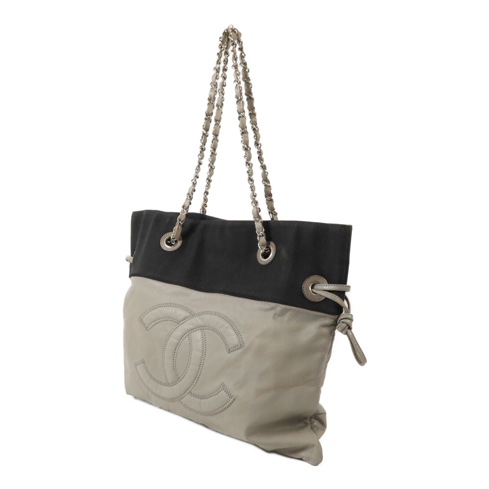 CHANEL PVC Vinyl CC Tote鏈帶肩背袋