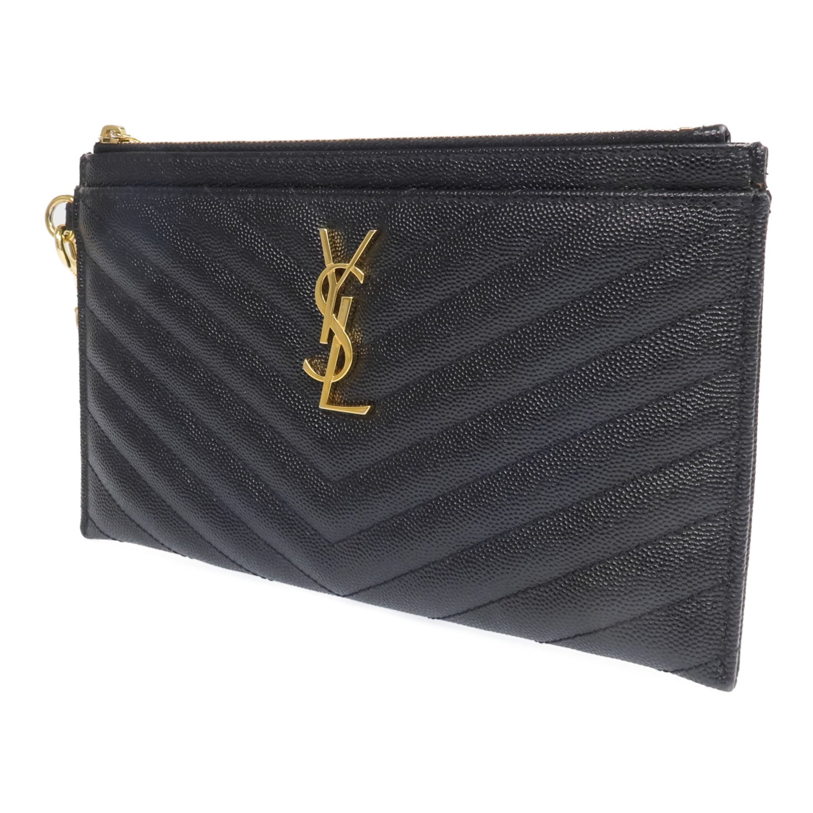 SAINT LAURENT 牛皮皮革Bill Large Pouch金扣手拿包