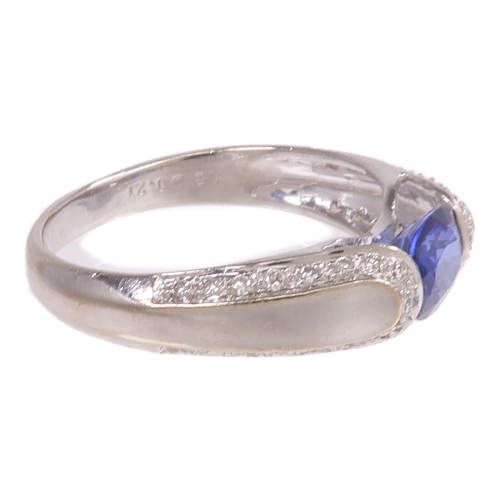 JEWELRY 18K白金Sapphire Diamond Ring藍寶石/鑽石戒指US#6.75